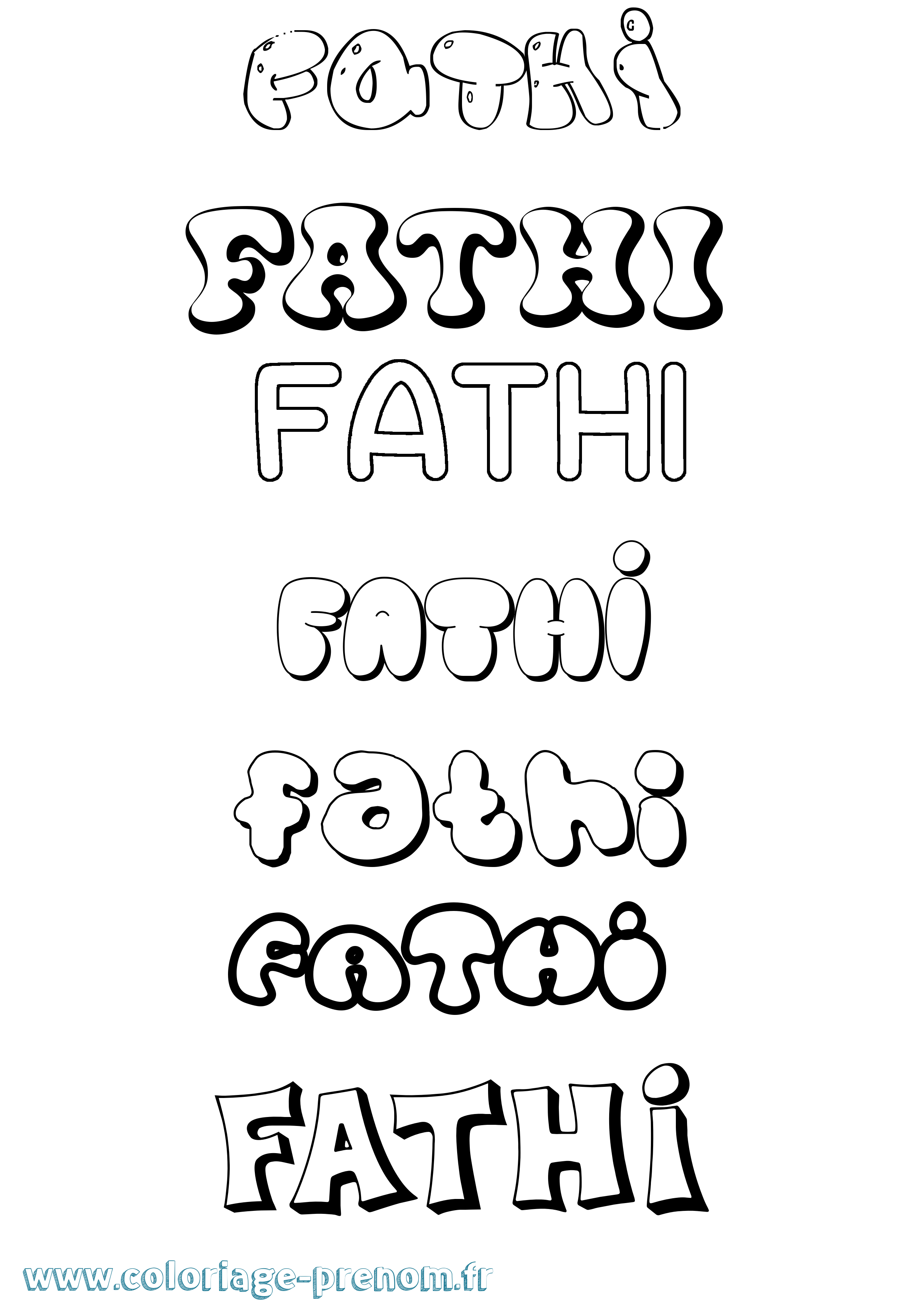 Coloriage Fathi Bubble Coloriage prénom Fathi Bubble