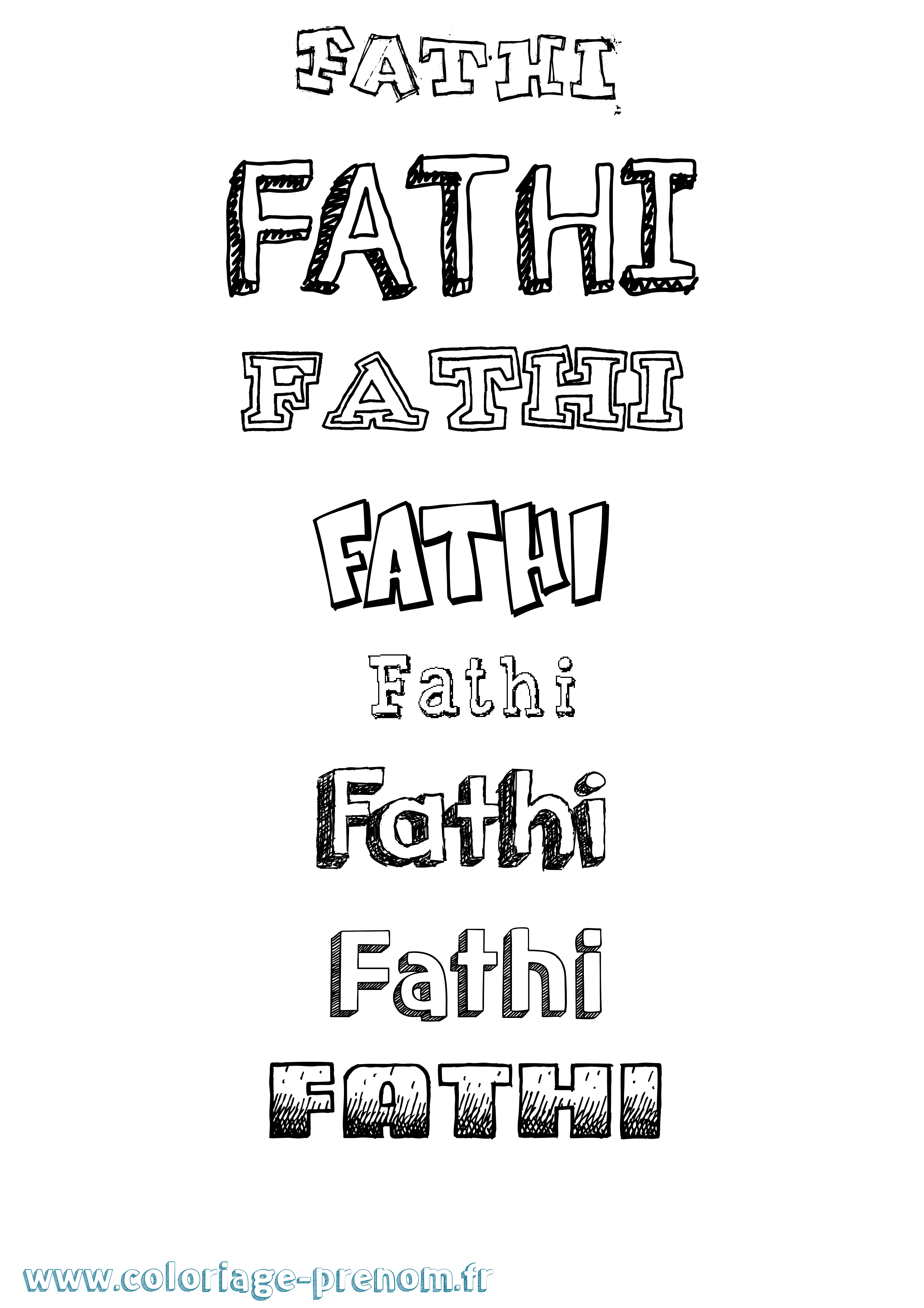 Coloriage Fathi Dessiné Coloriage prénom Fathi Dessiné