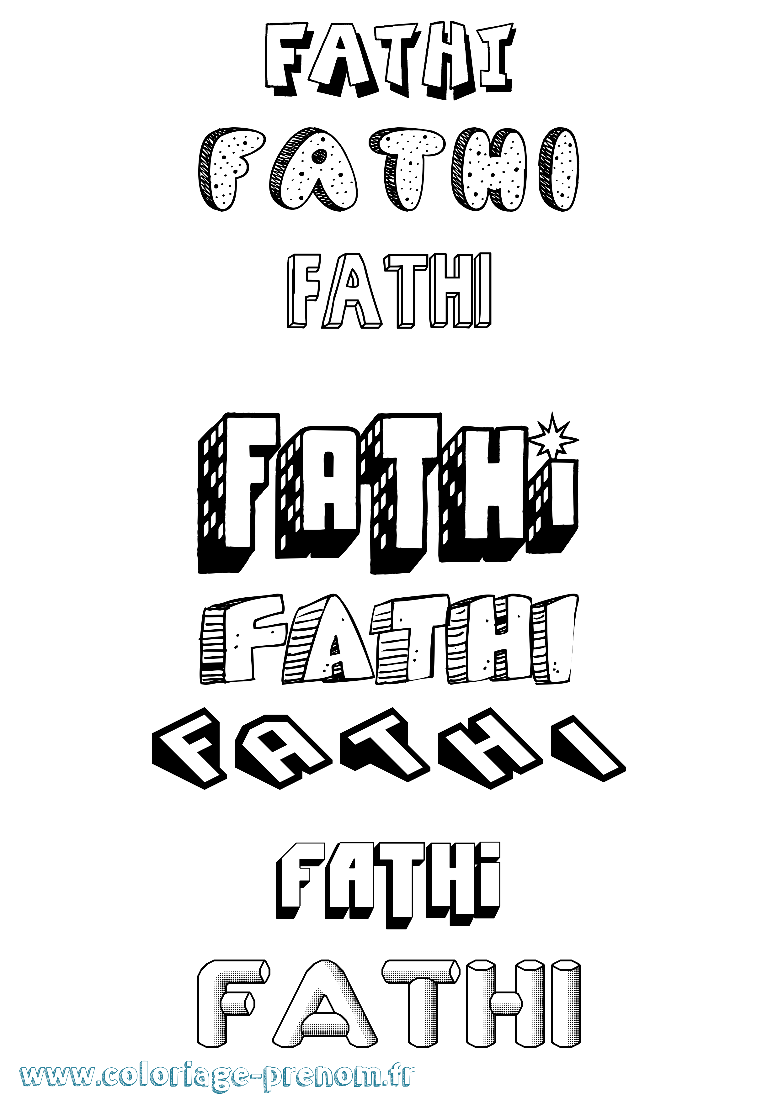 Coloriage Fathi Effet 3D Coloriage prénom Fathi Effet 3D