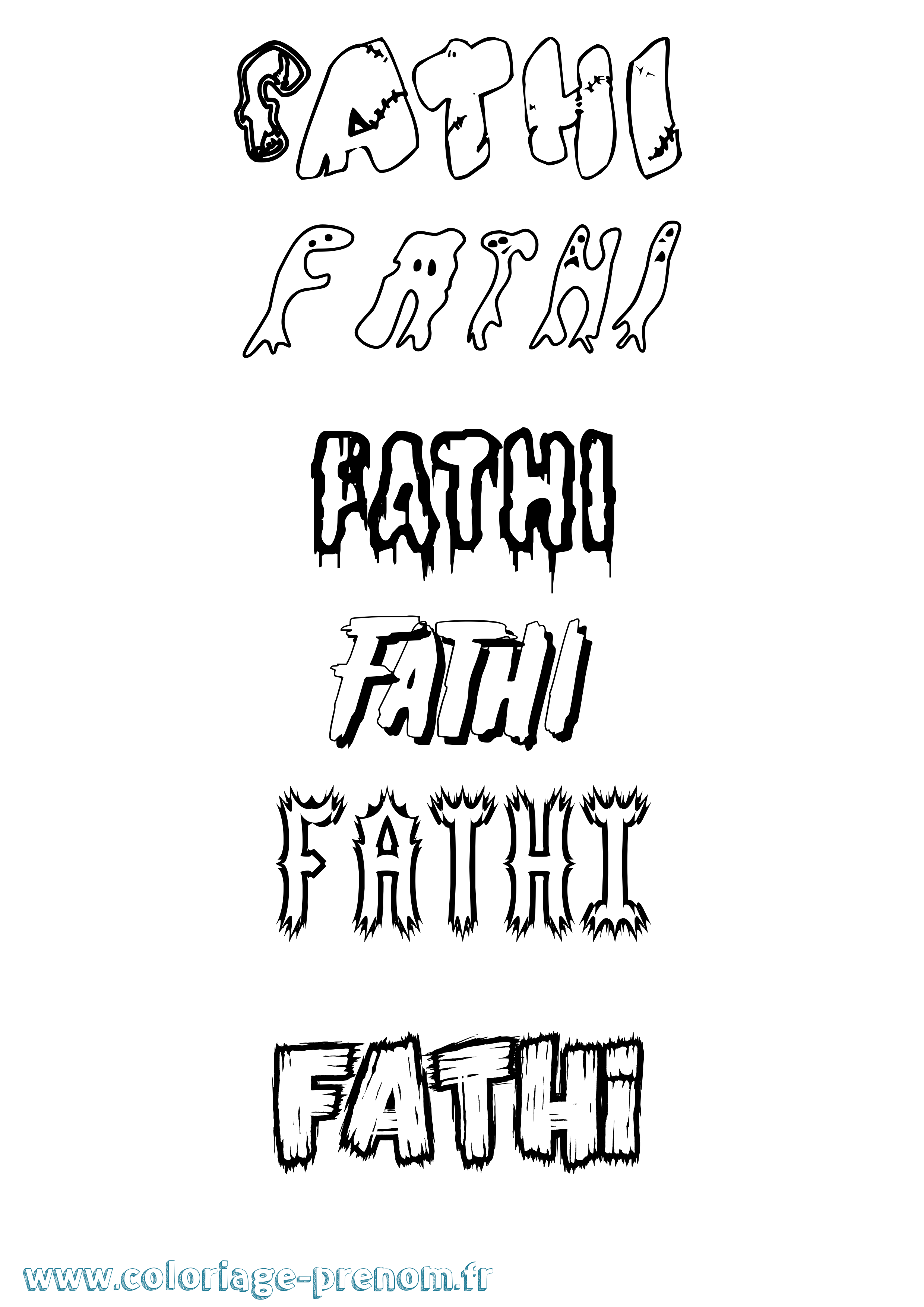 Coloriage Fathi Frisson Coloriage prénom Fathi Frisson
