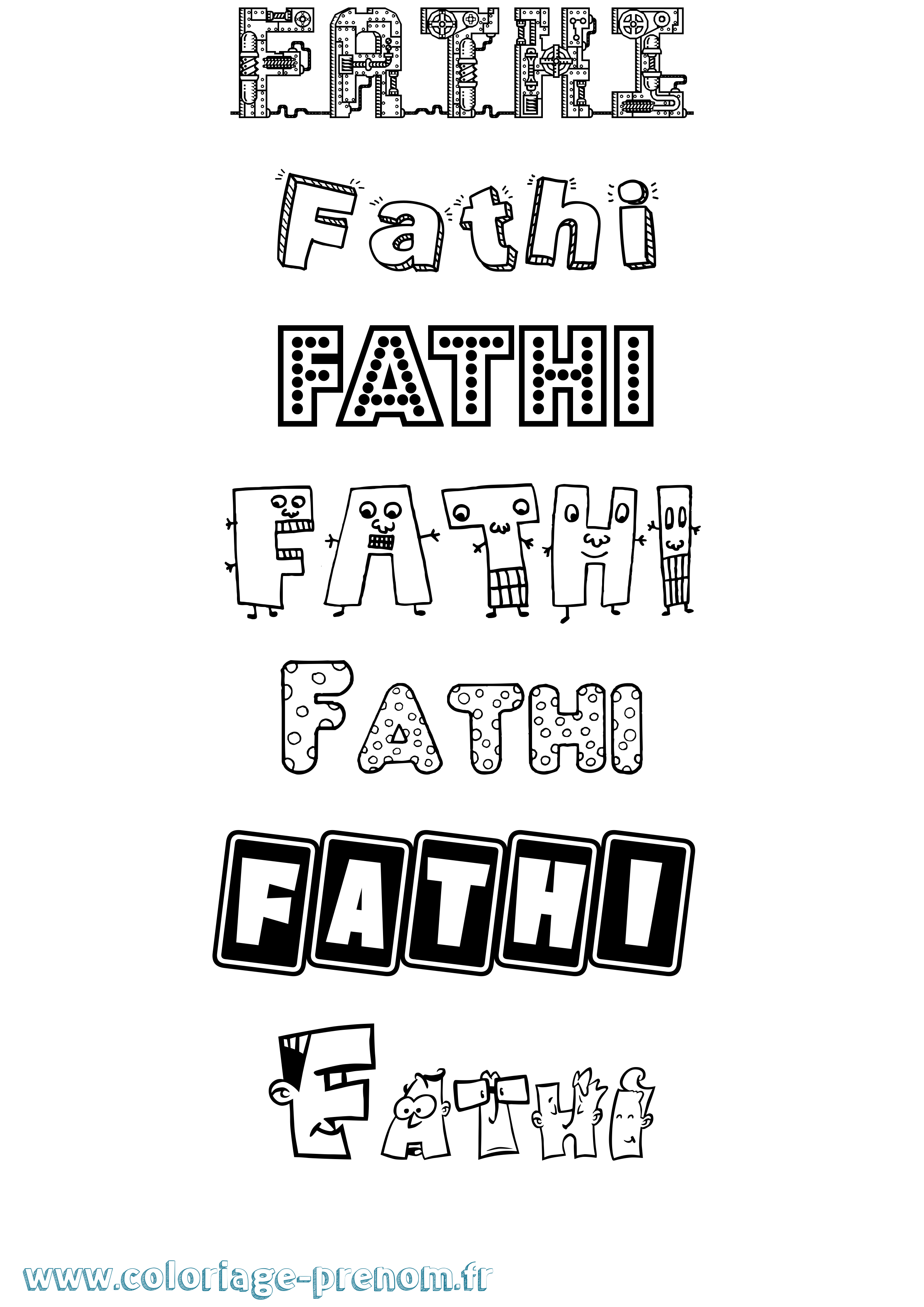Coloriage Fathi Fun Coloriage prénom Fathi Fun
