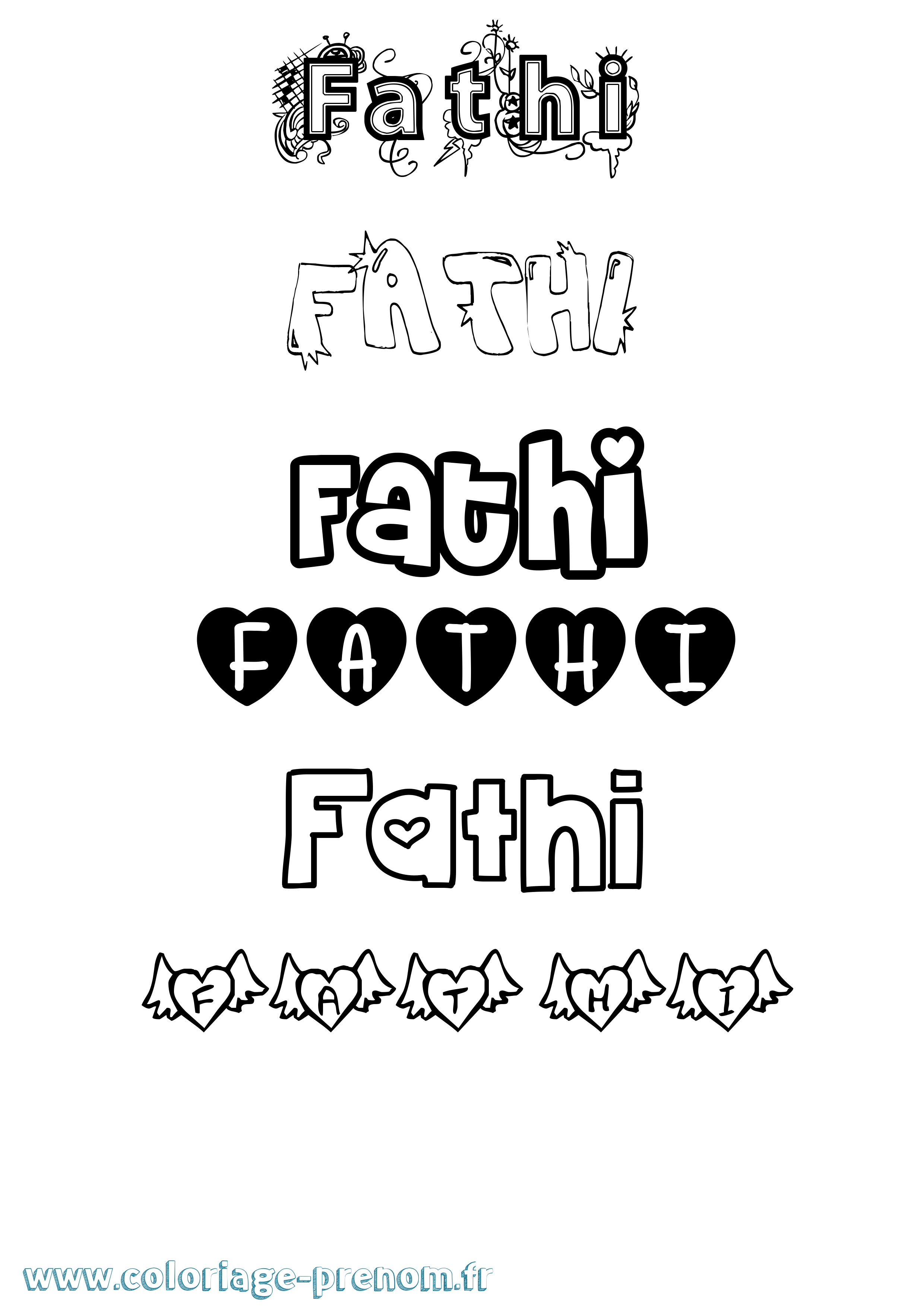 Coloriage Fathi Girly Coloriage prénom Fathi Girly
