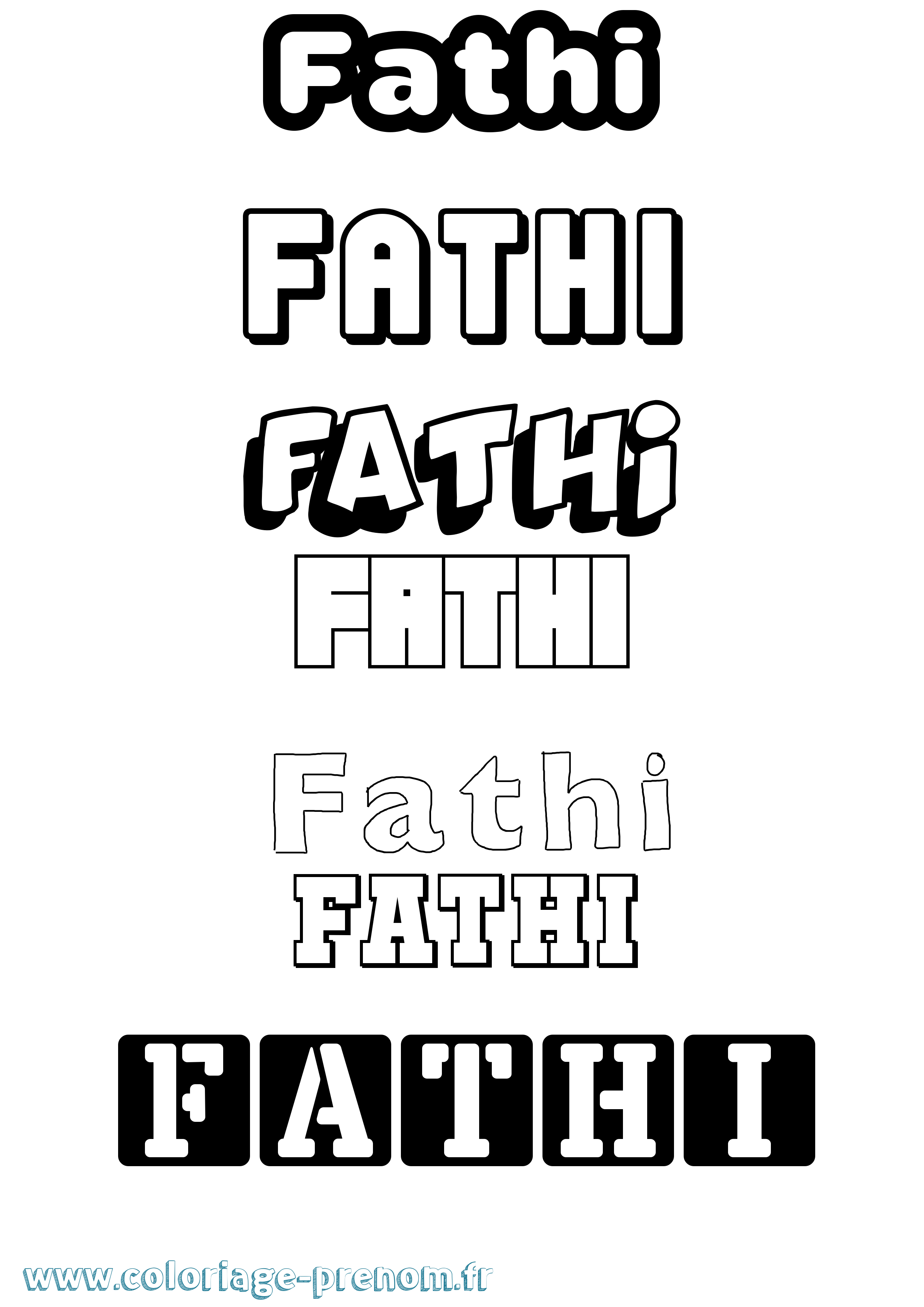Coloriage Fathi Simple Coloriage prénom Fathi Simple