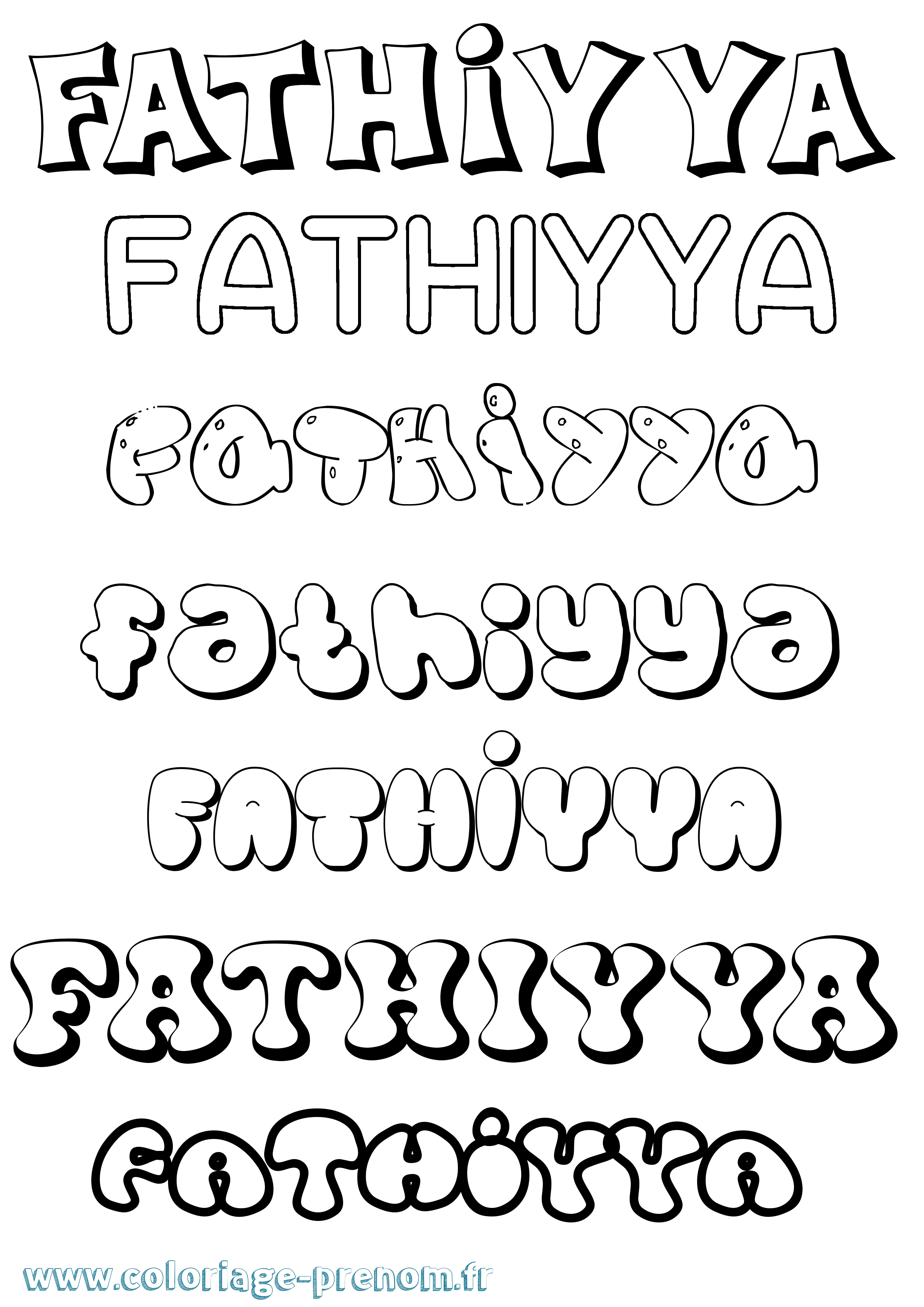 Coloriage Fathiyya Bubble Coloriage prénom Fathiyya Bubble