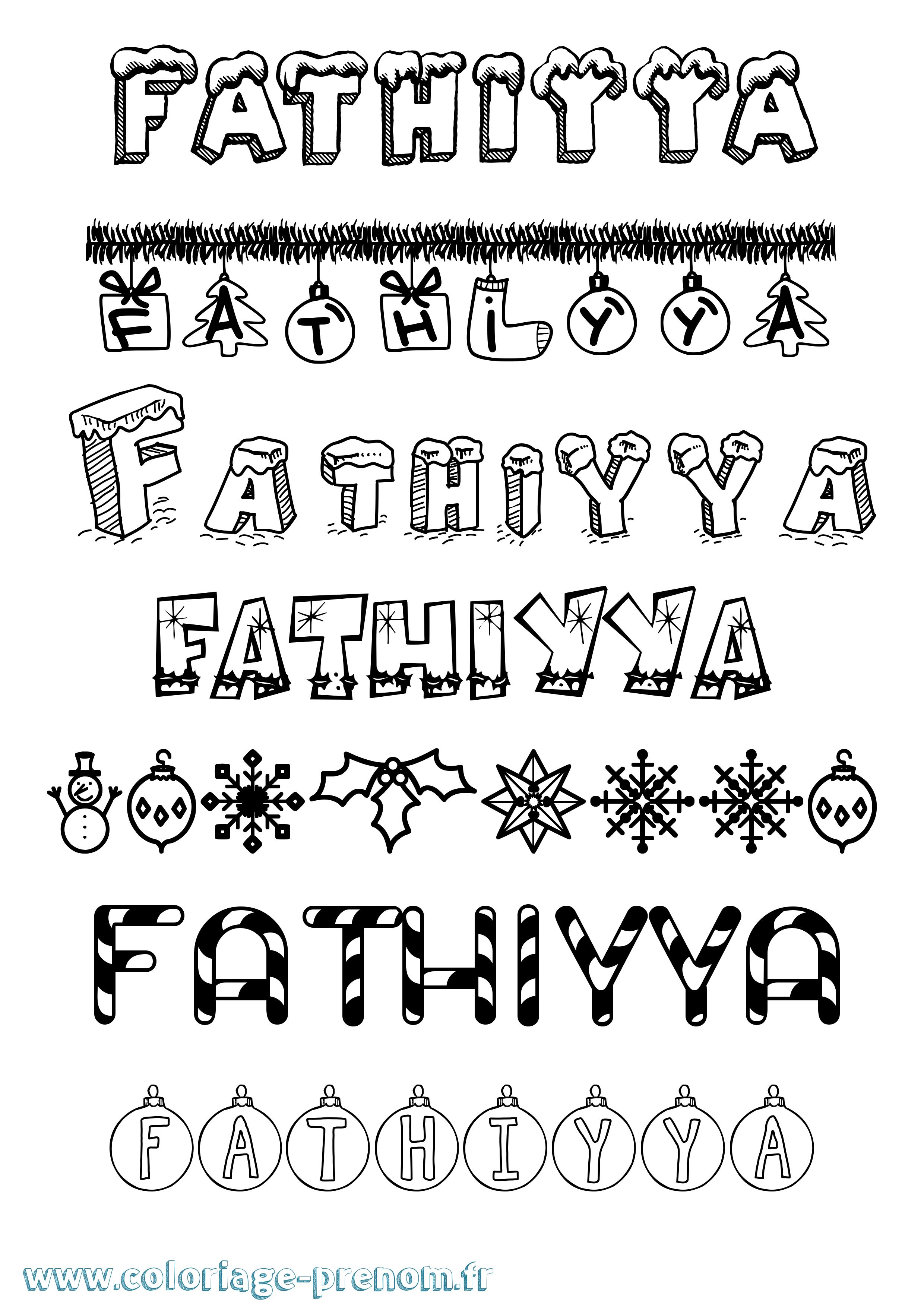 Coloriage Fathiyya Noël Coloriage prénom Fathiyya Noël