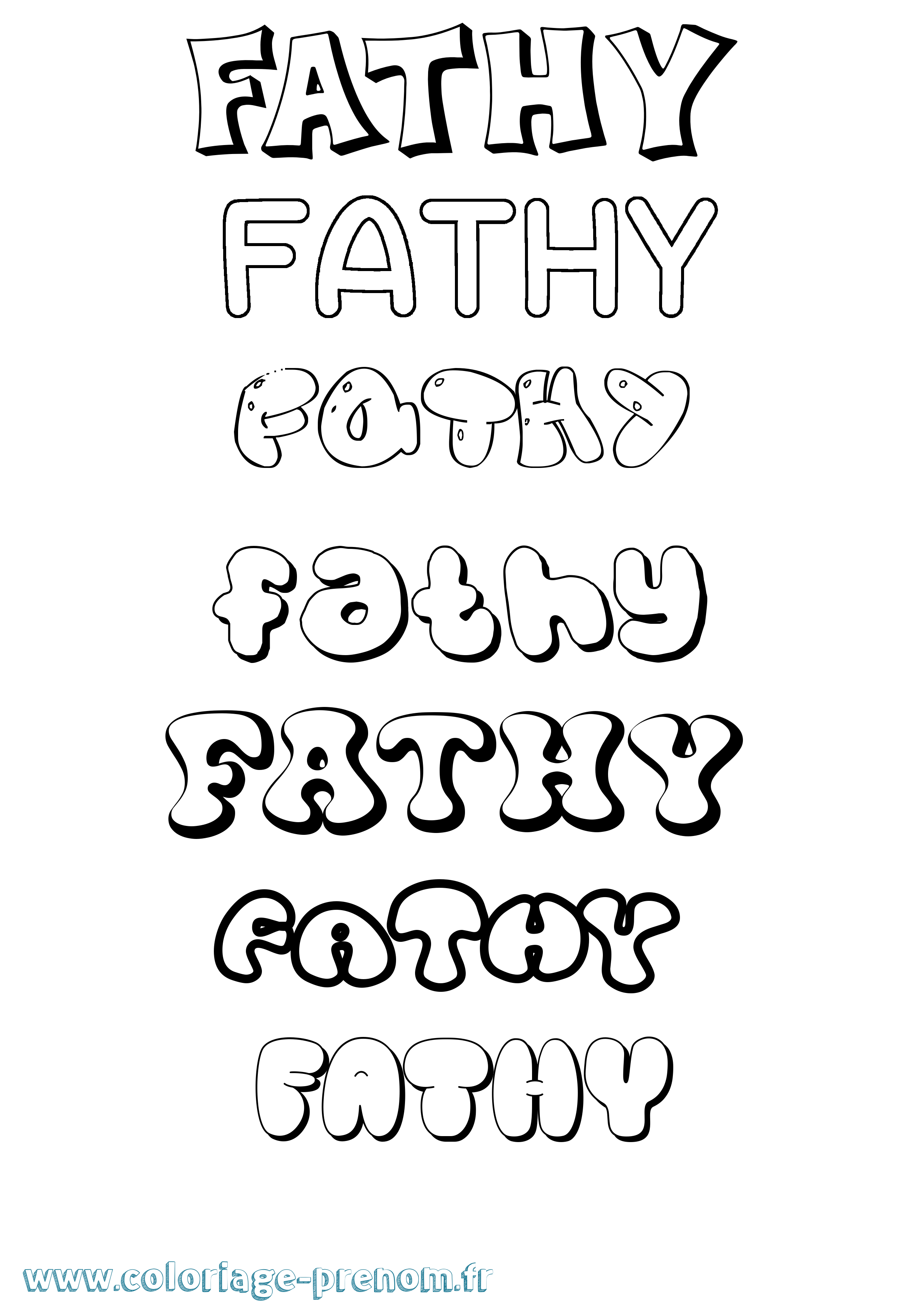 Coloriage Fathy Bubble Coloriage prénom Fathy Bubble