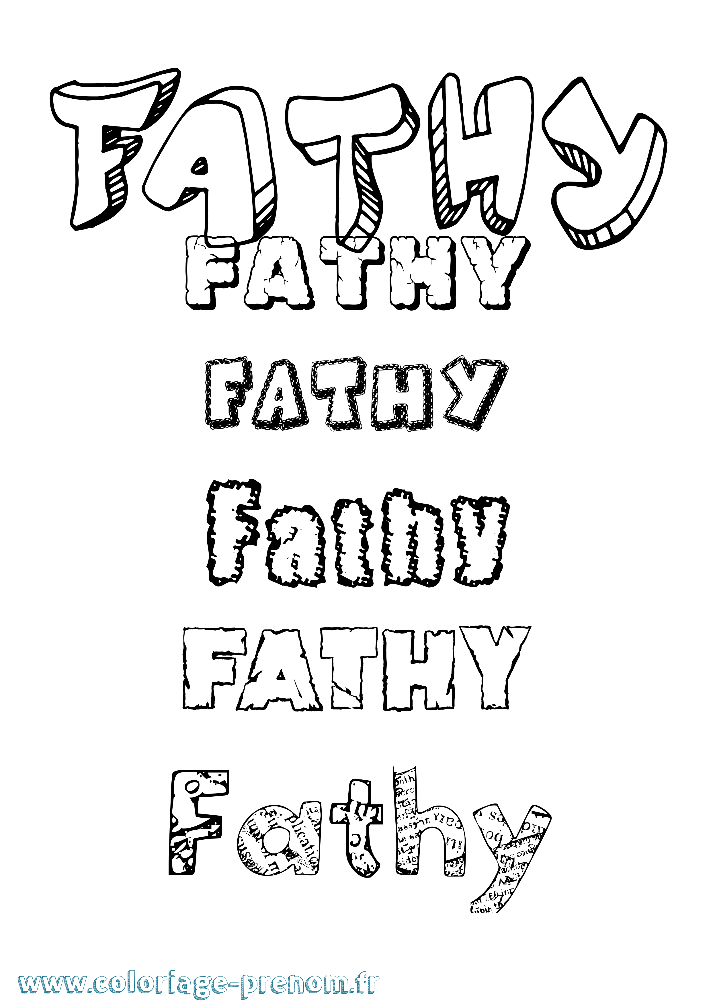 Coloriage Fathy Destructuré Coloriage prénom Fathy Destructuré