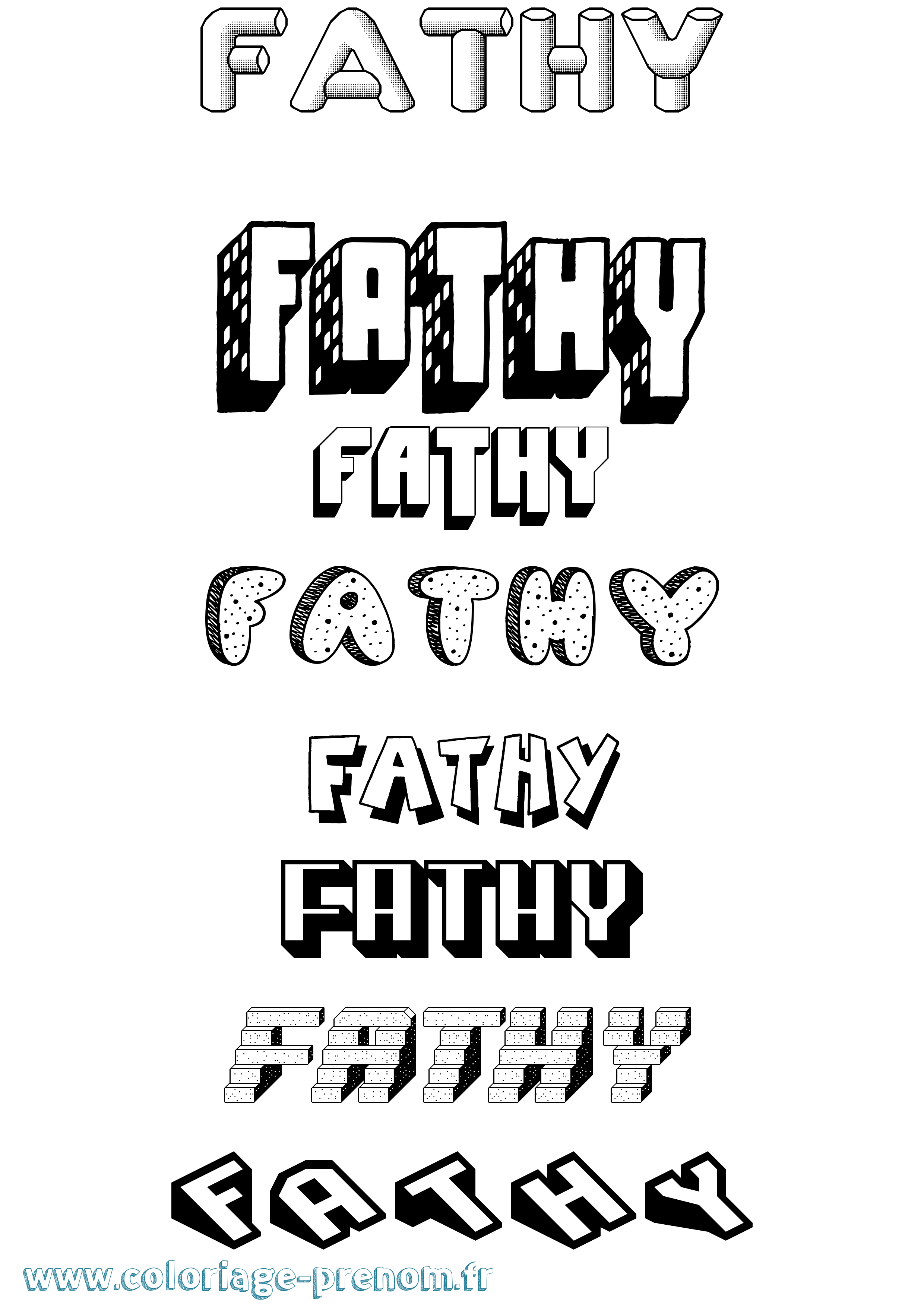 Coloriage Fathy Effet 3D Coloriage prénom Fathy Effet 3D