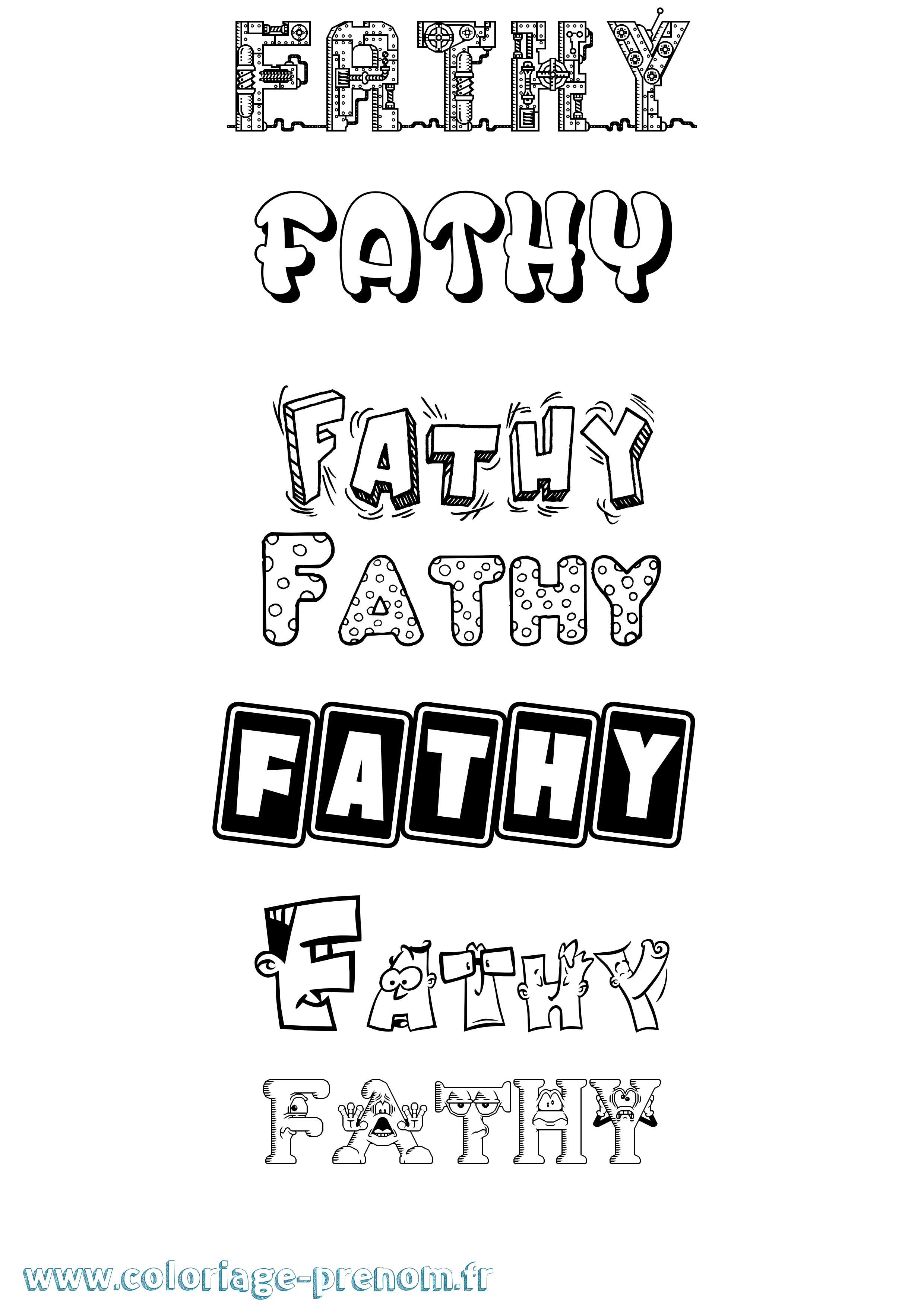 Coloriage Fathy Fun Coloriage prénom Fathy Fun