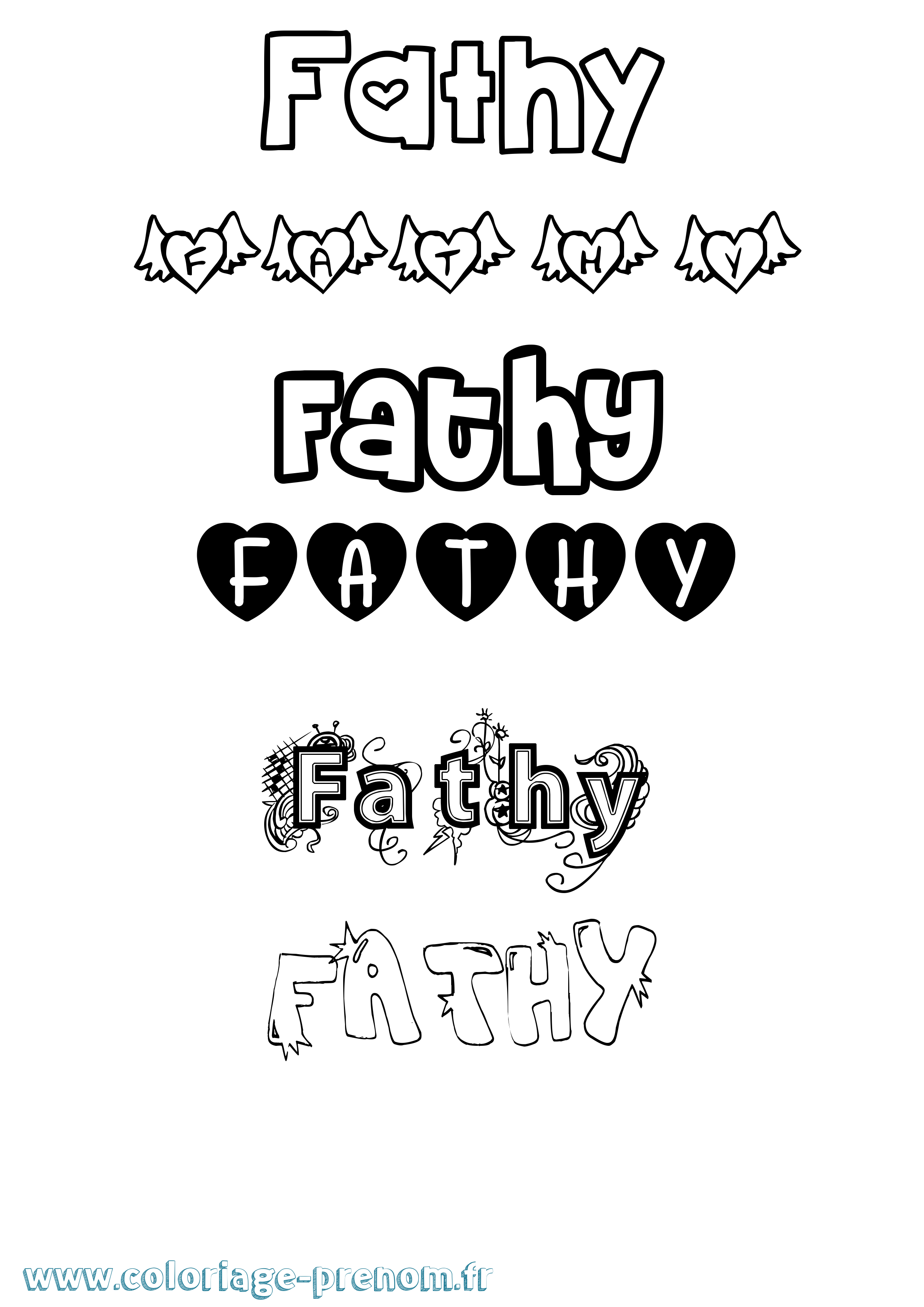 Coloriage Fathy Girly Coloriage prénom Fathy Girly