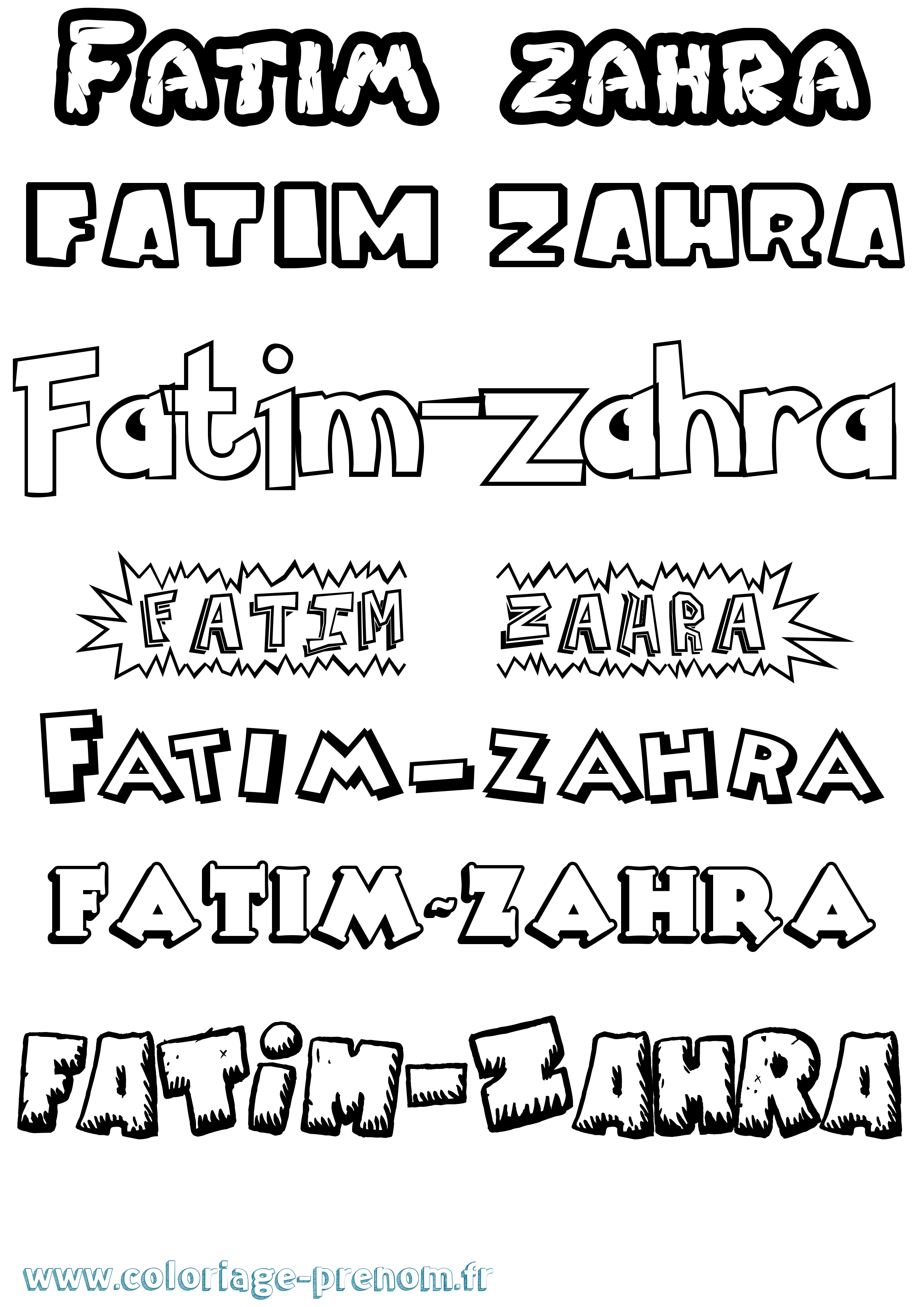 Coloriage Fatim-Zahra Dessin Animé Coloriage prénom Fatim-Zahra Dessin Animé