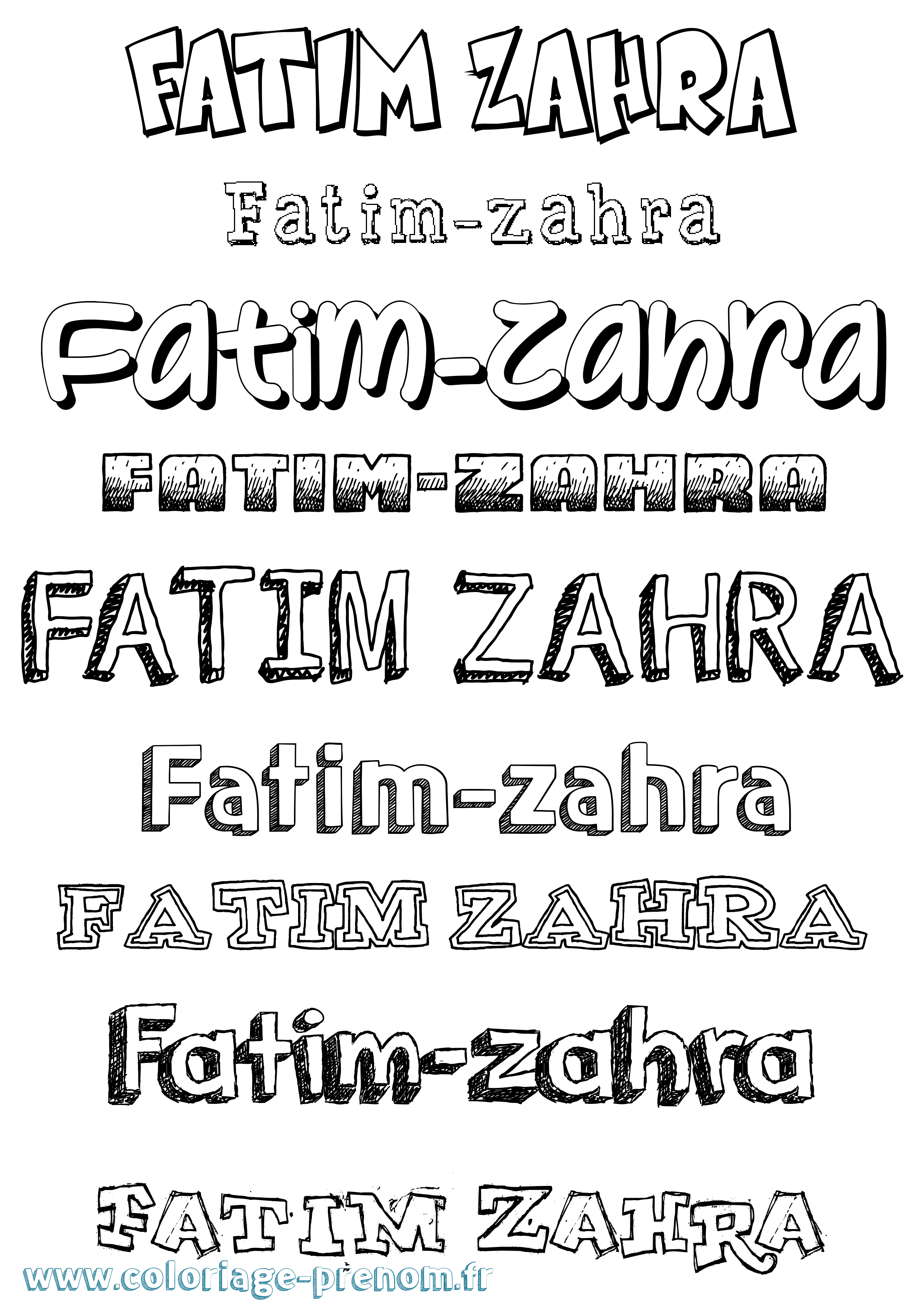 Coloriage Fatim-Zahra Dessiné Coloriage prénom Fatim-Zahra Dessiné