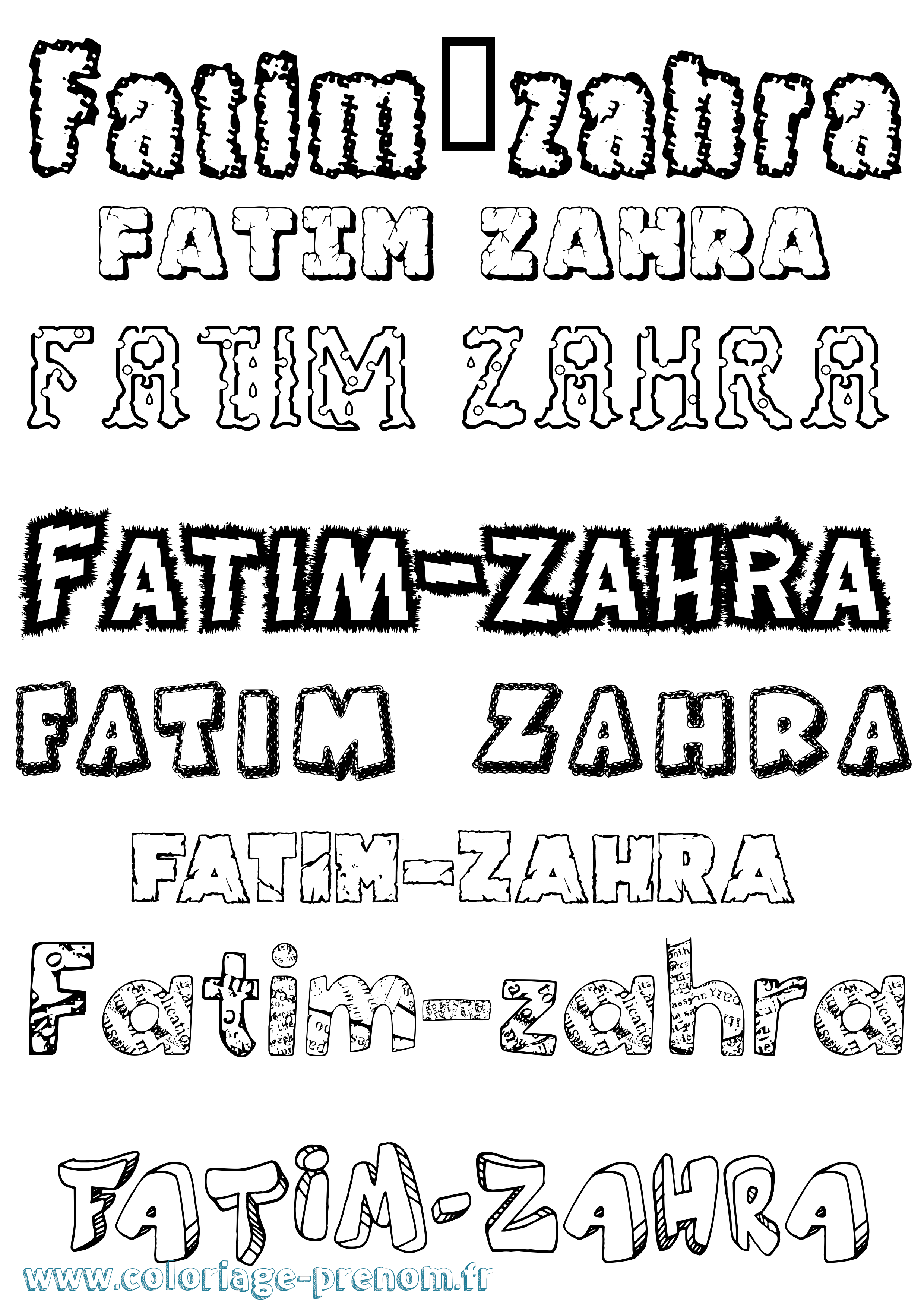 Coloriage Fatim-Zahra Destructuré Coloriage prénom Fatim-Zahra Destructuré