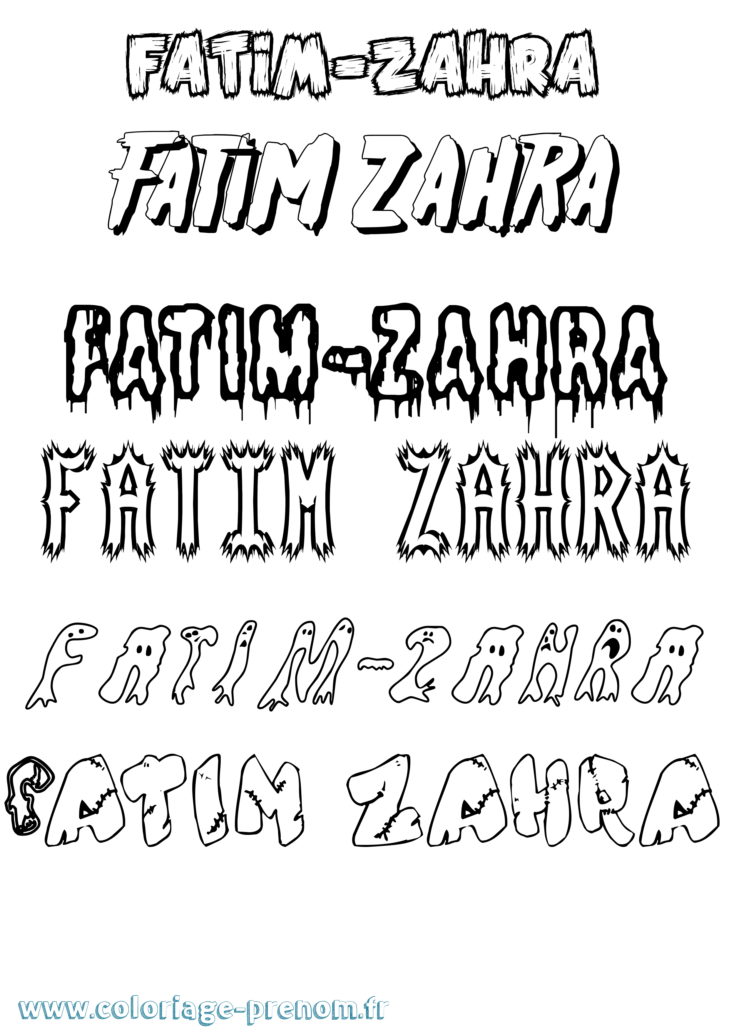Coloriage Fatim-Zahra Frisson Coloriage prénom Fatim-Zahra Frisson
