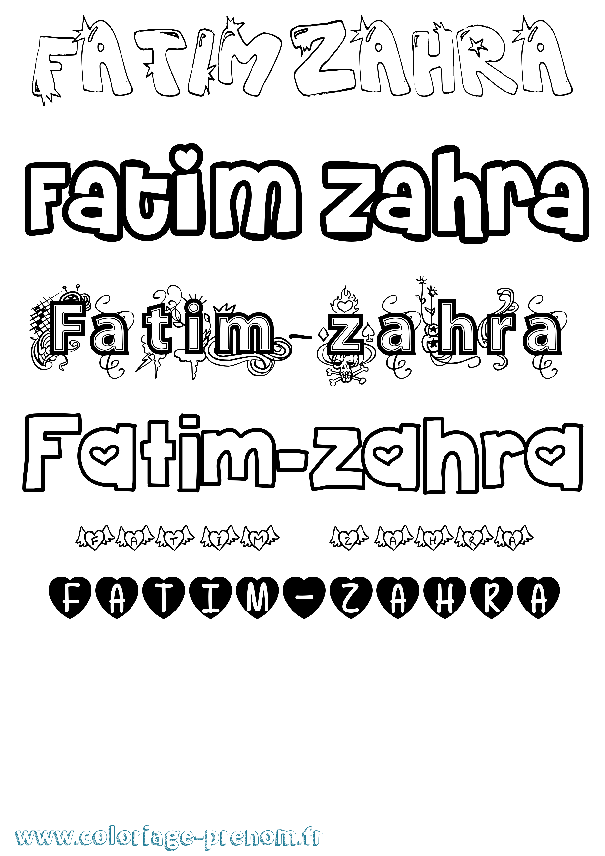 Coloriage Fatim-Zahra Girly Coloriage prénom Fatim-Zahra Girly