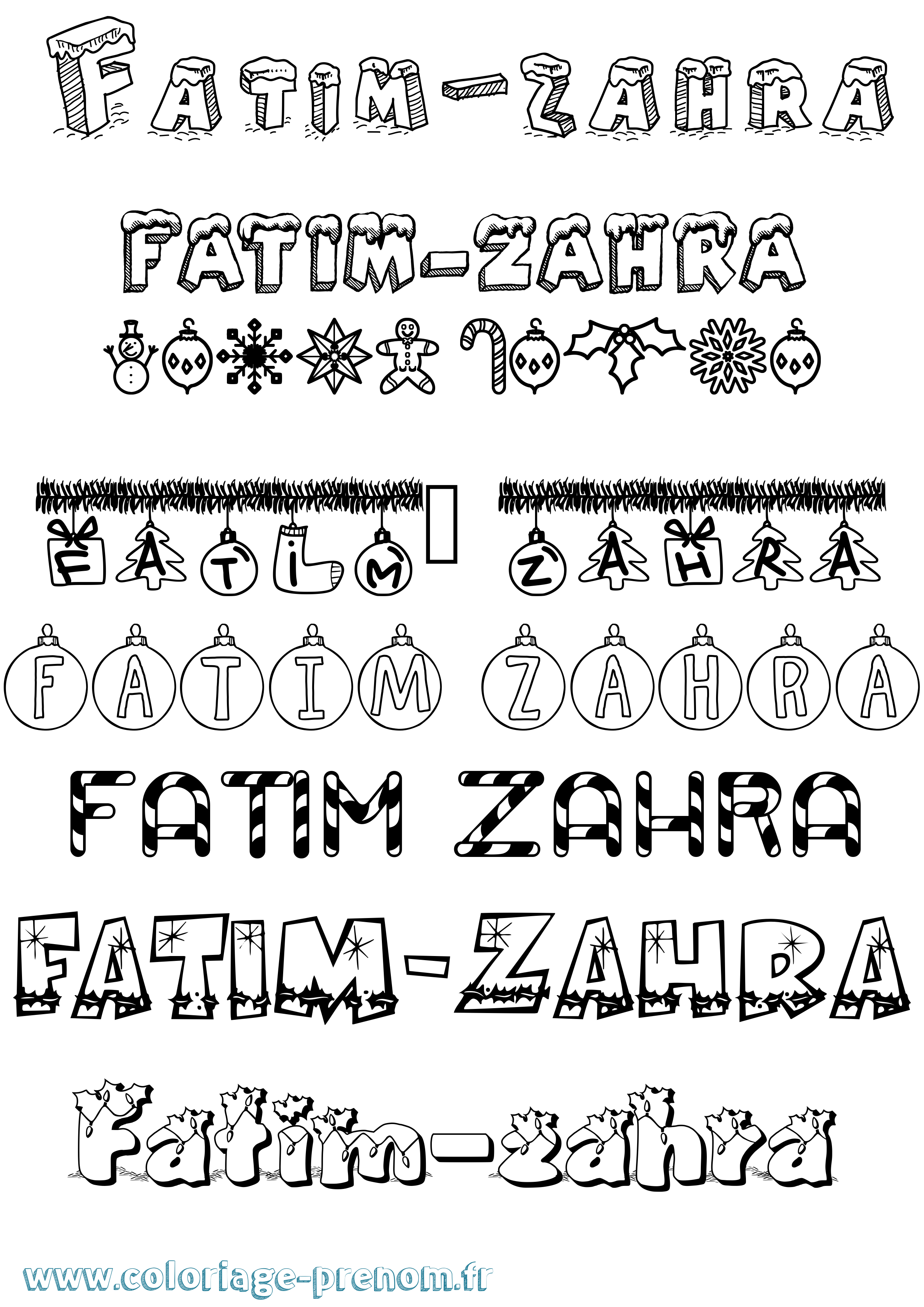 Coloriage Fatim-Zahra Noël Coloriage prénom Fatim-Zahra Noël