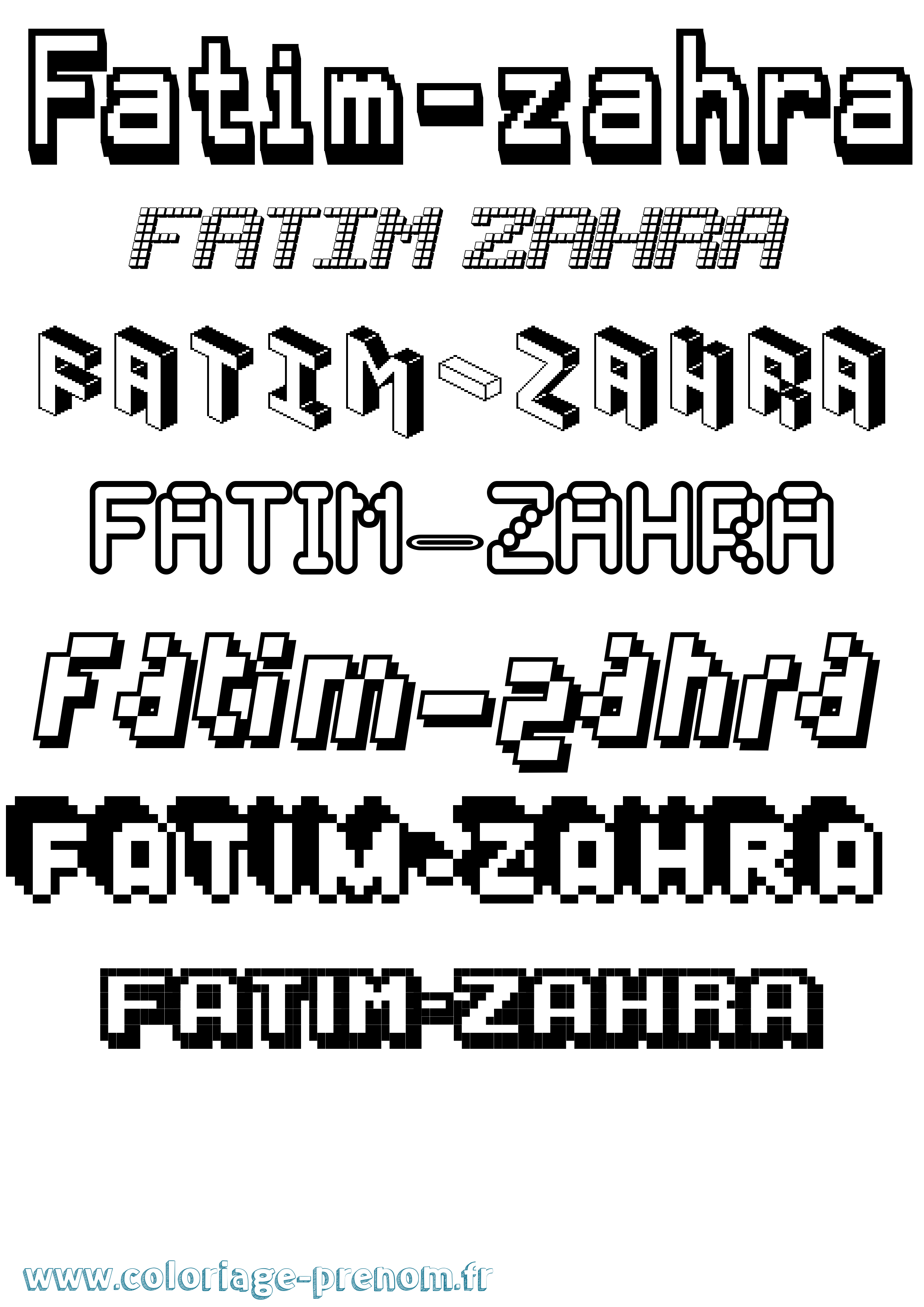 Coloriage Fatim-Zahra Pixel Coloriage prénom Fatim-Zahra Pixel