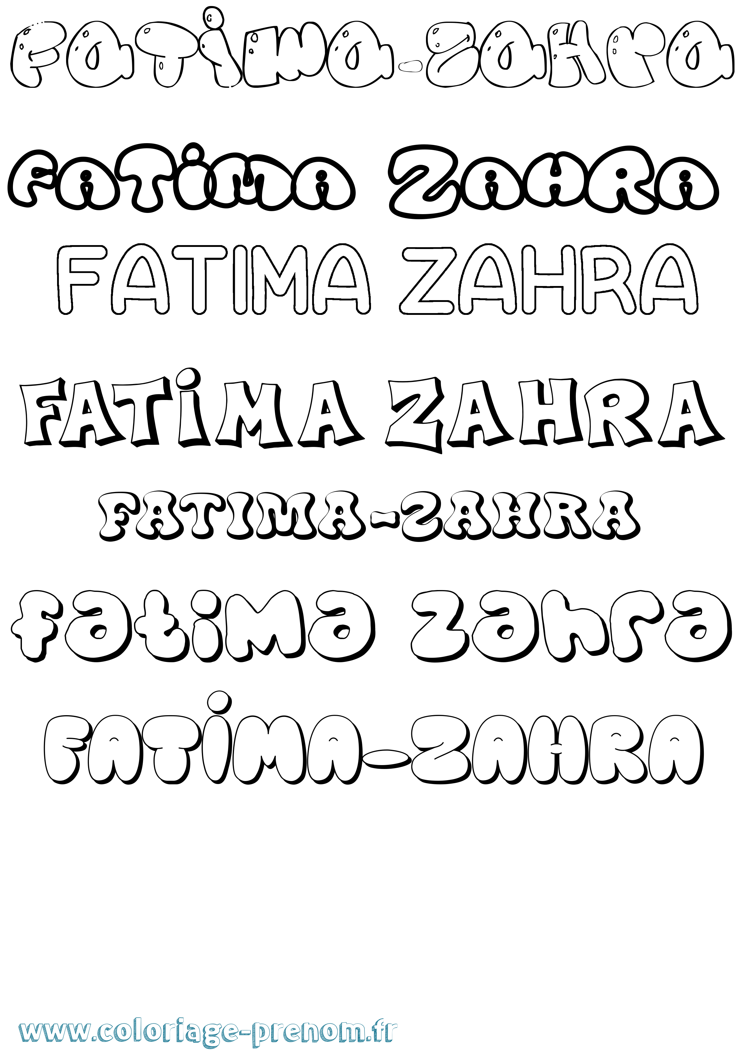 Coloriage Fatima-Zahra Bubble Coloriage prénom Fatima-Zahra Bubble