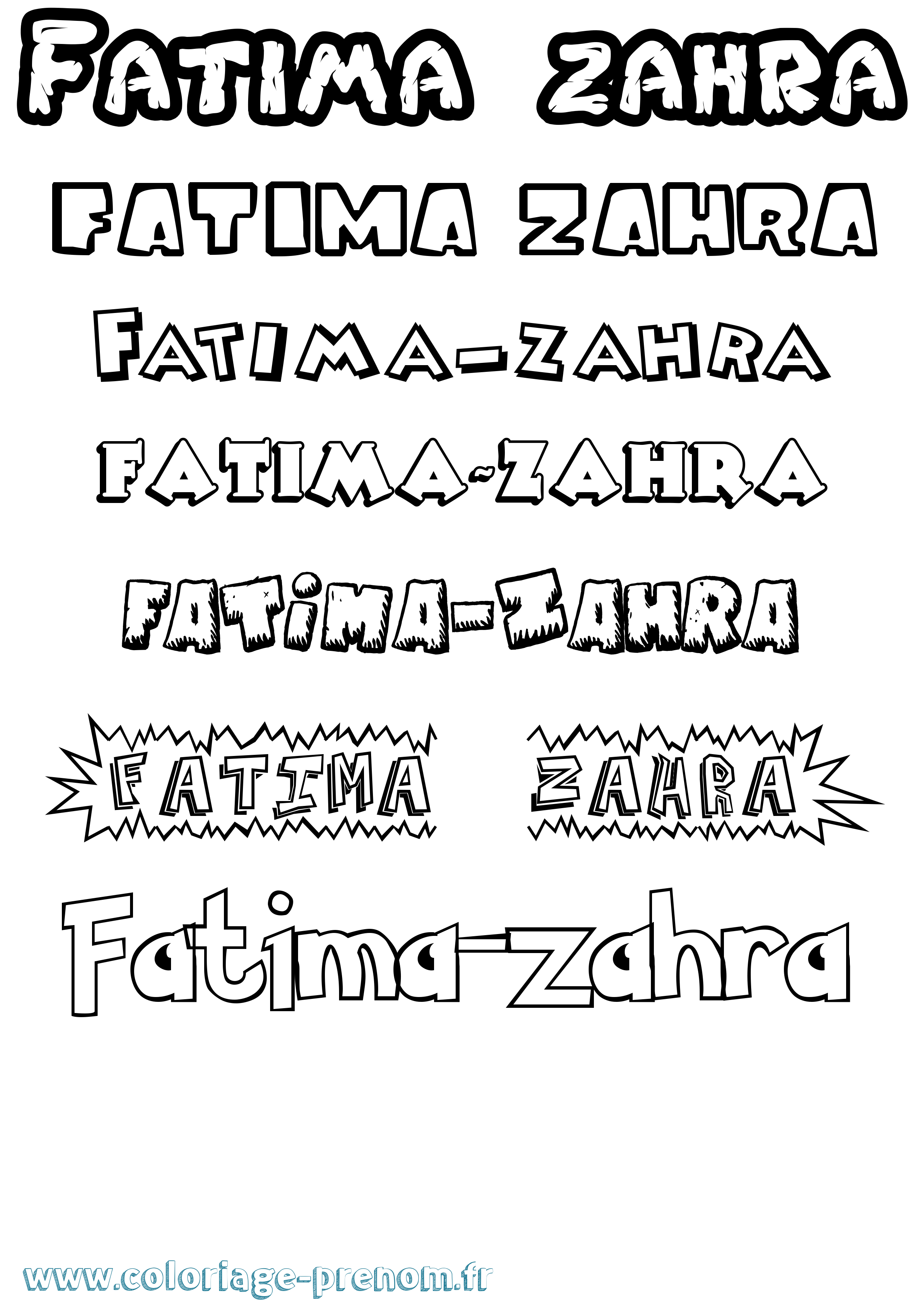 Coloriage Fatima-Zahra Dessin Animé Coloriage prénom Fatima-Zahra Dessin Animé