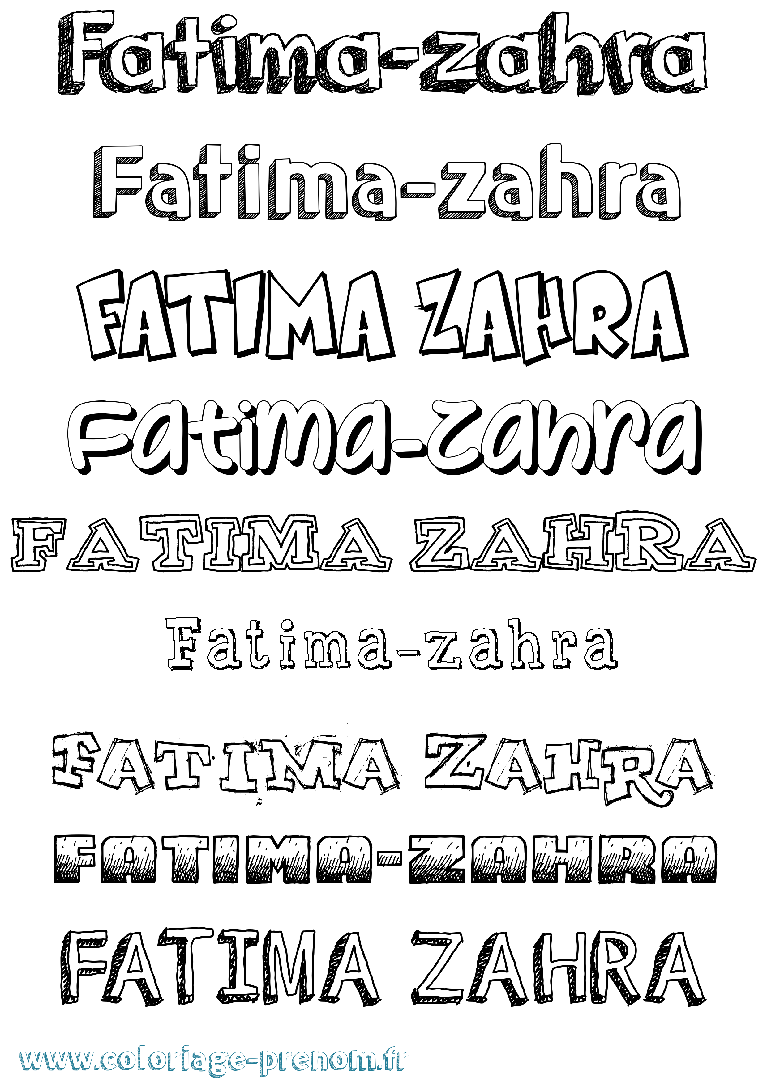 Coloriage Fatima-Zahra Dessiné Coloriage prénom Fatima-Zahra Dessiné