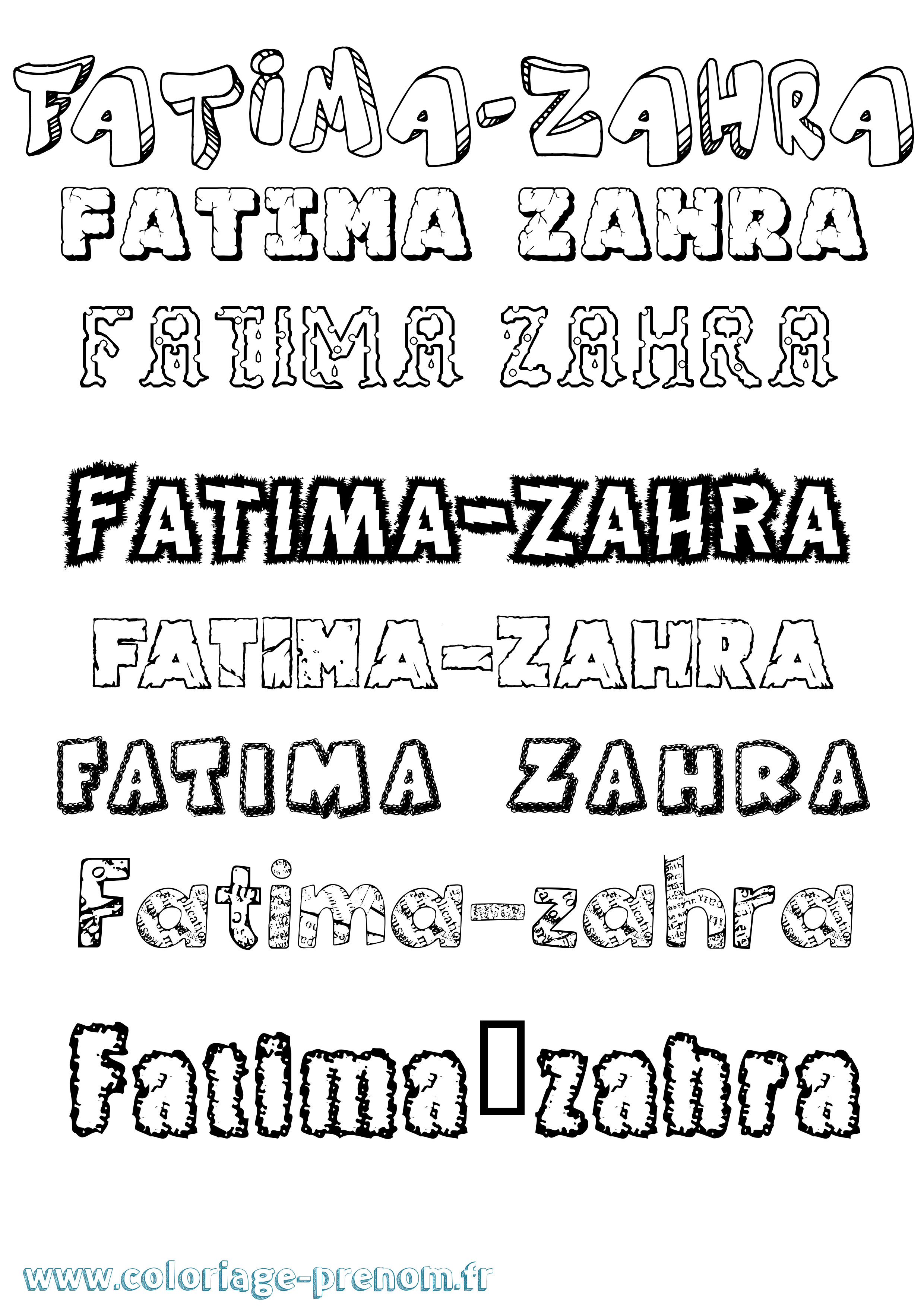 Coloriage Fatima-Zahra Destructuré Coloriage prénom Fatima-Zahra Destructuré