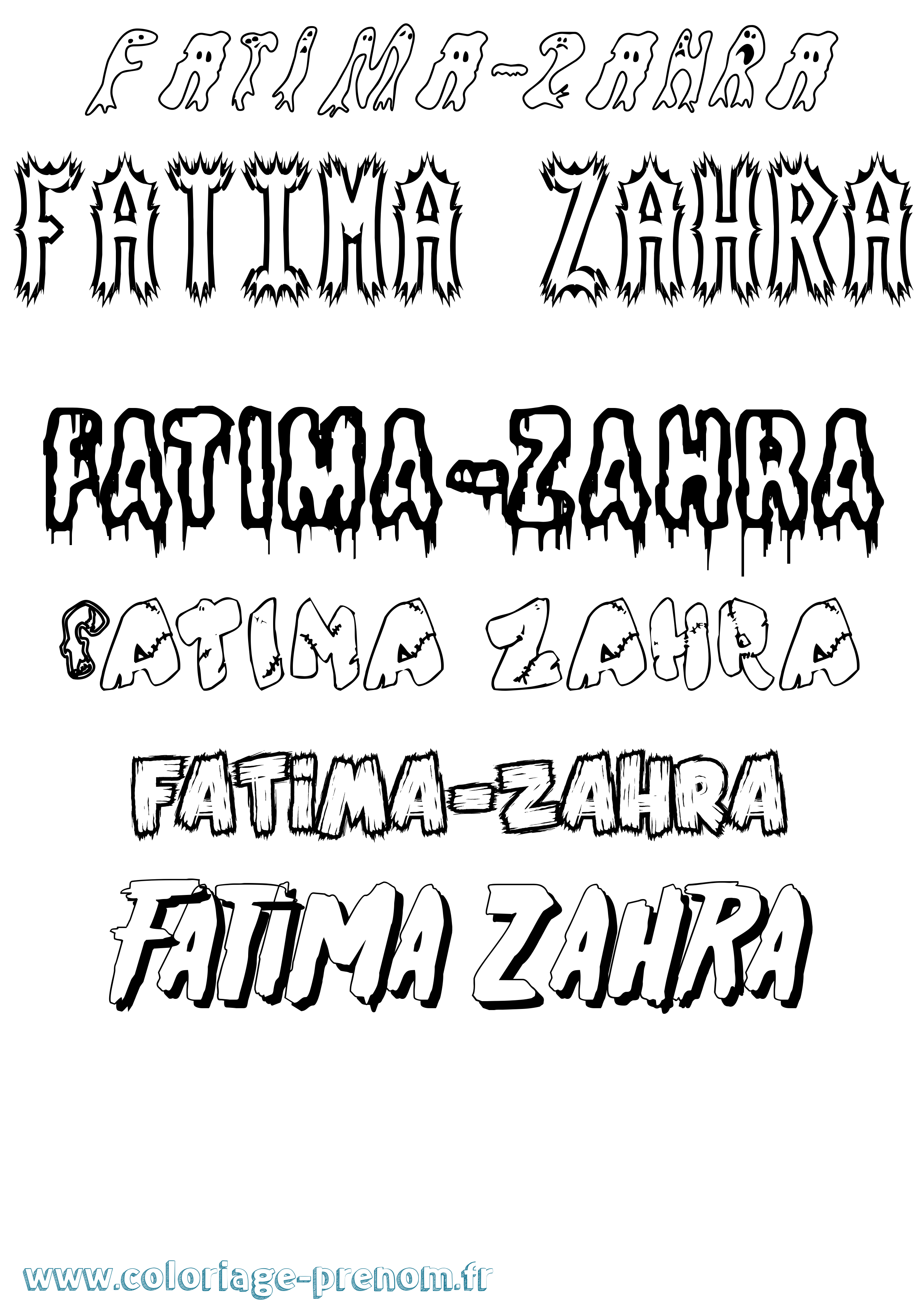 Coloriage Fatima-Zahra Frisson Coloriage prénom Fatima-Zahra Frisson