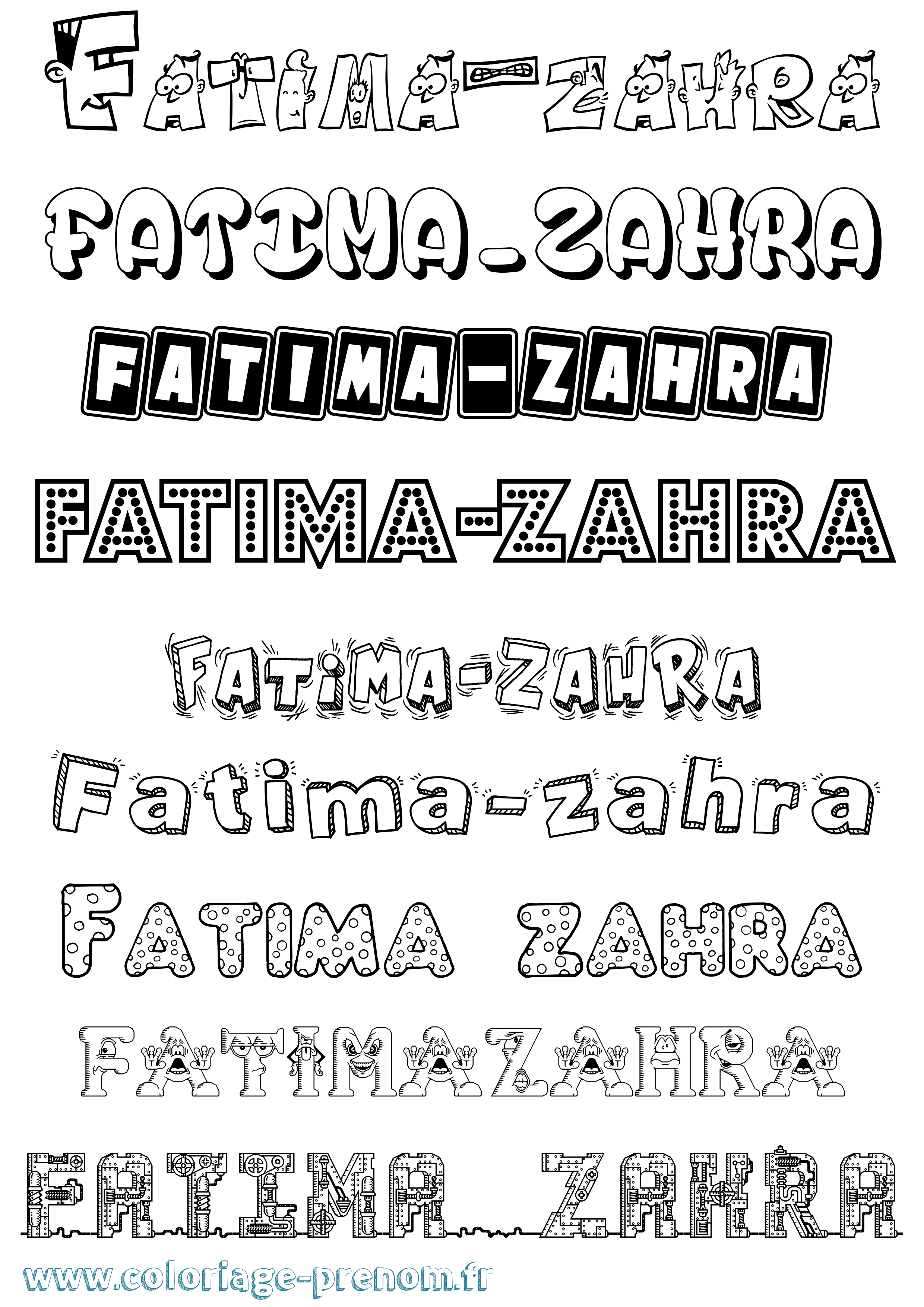 Coloriage Fatima-Zahra Fun Coloriage prénom Fatima-Zahra Fun