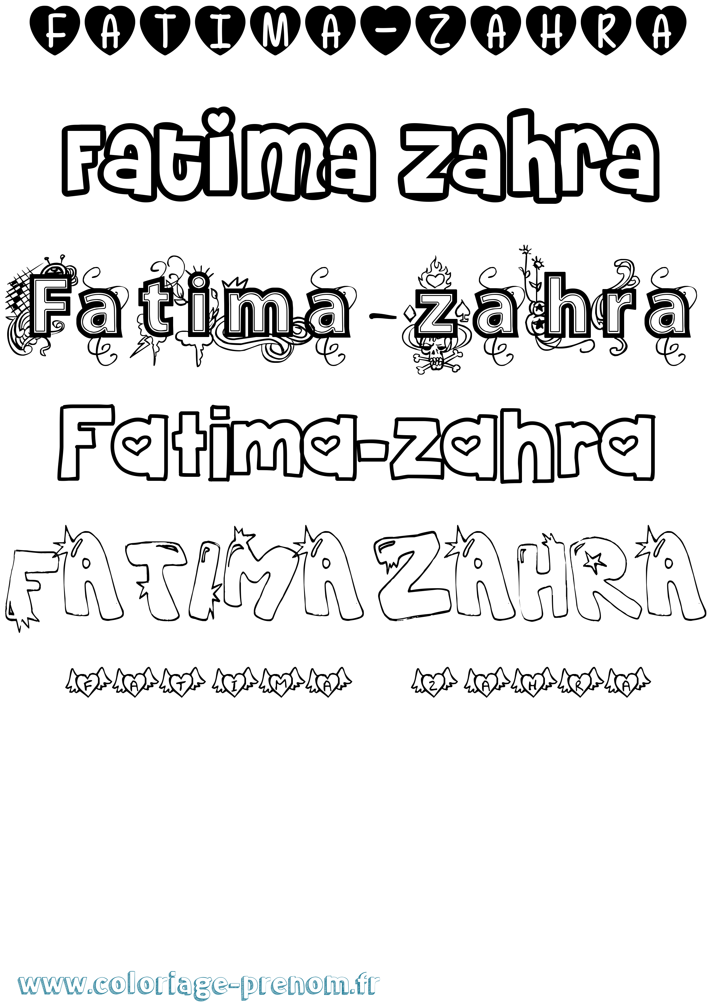Coloriage Fatima-Zahra Girly Coloriage prénom Fatima-Zahra Girly