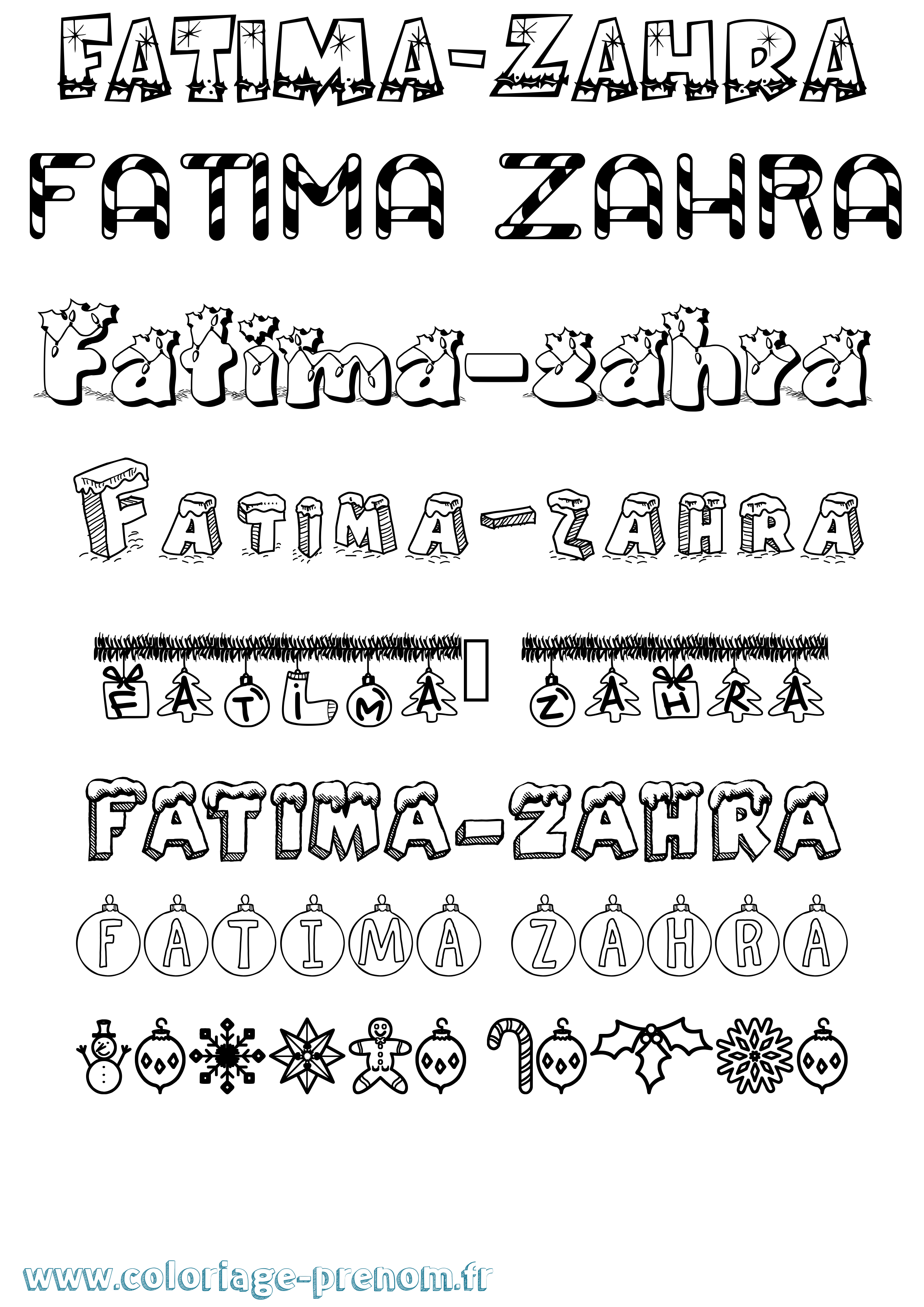 Coloriage Fatima-Zahra Noël Coloriage prénom Fatima-Zahra Noël