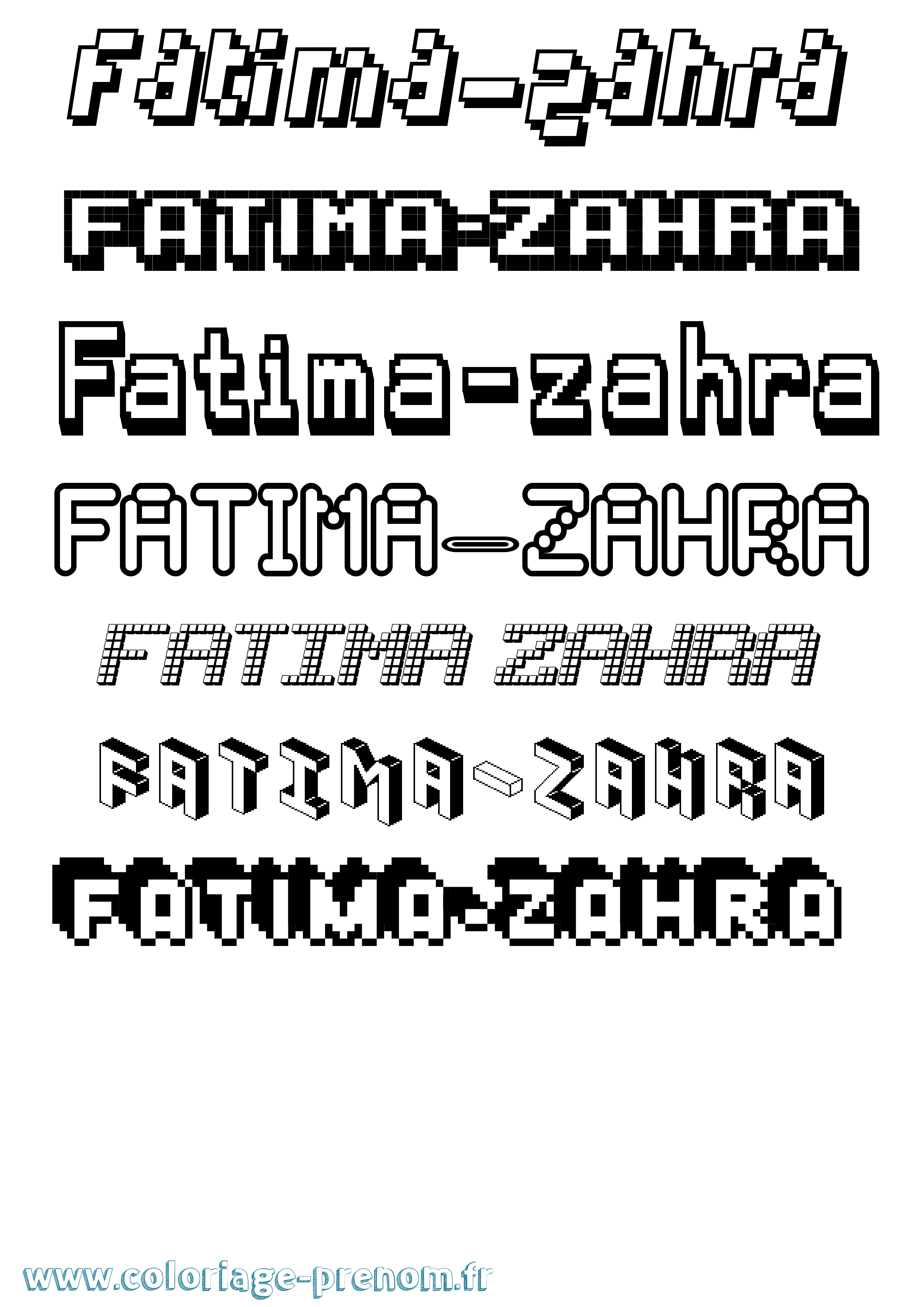 Coloriage Fatima-Zahra Pixel Coloriage prénom Fatima-Zahra Pixel