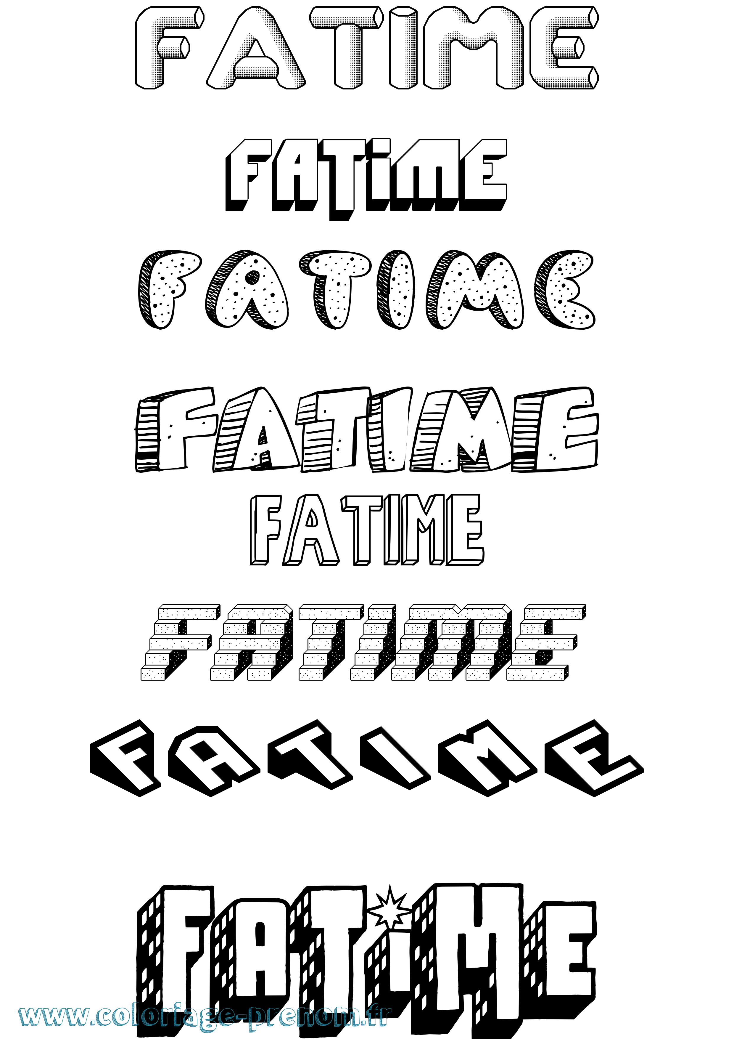 Coloriage Fatime Effet 3D Coloriage prénom Fatime Effet 3D