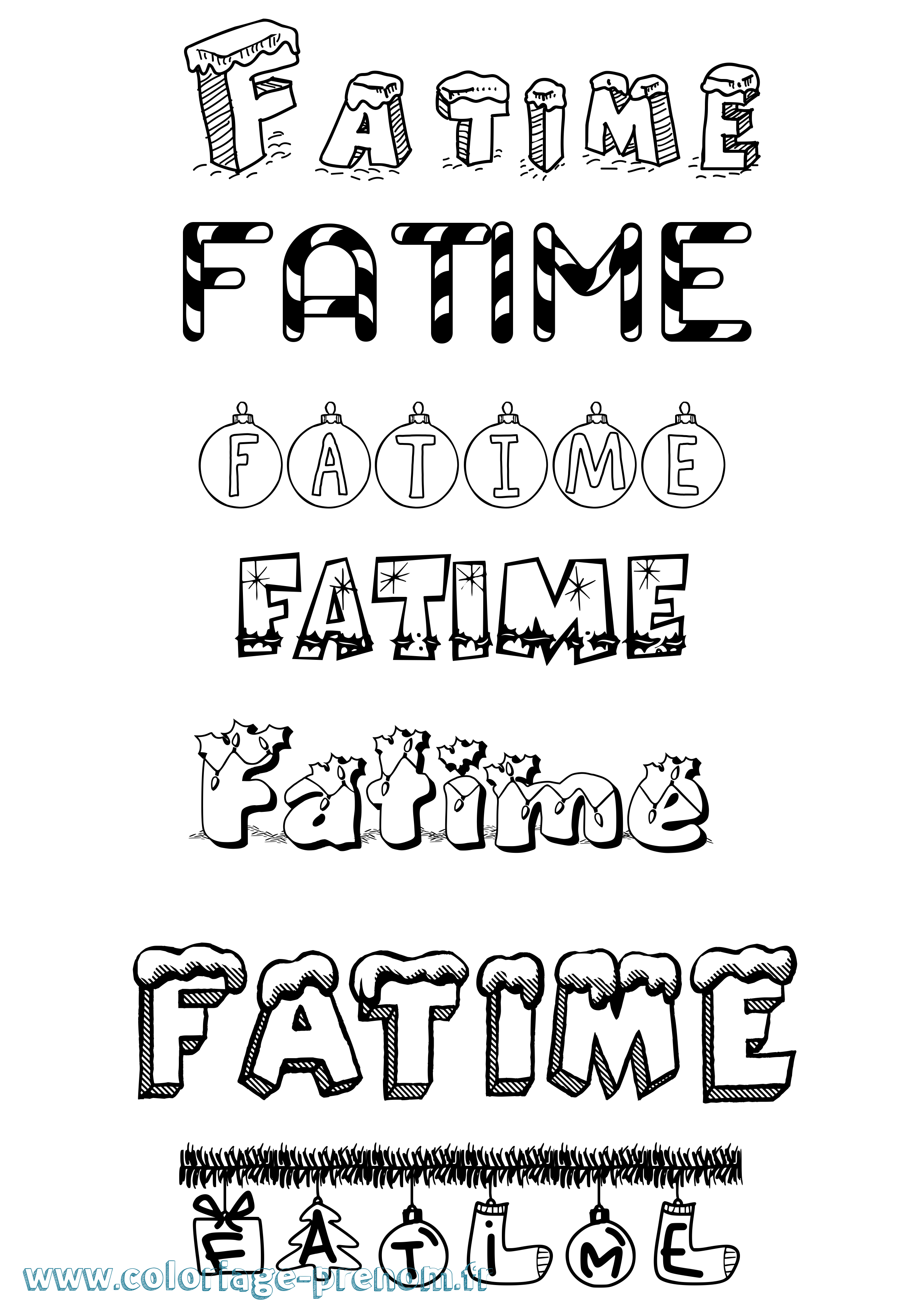 Coloriage Fatime Noël Coloriage prénom Fatime Noël