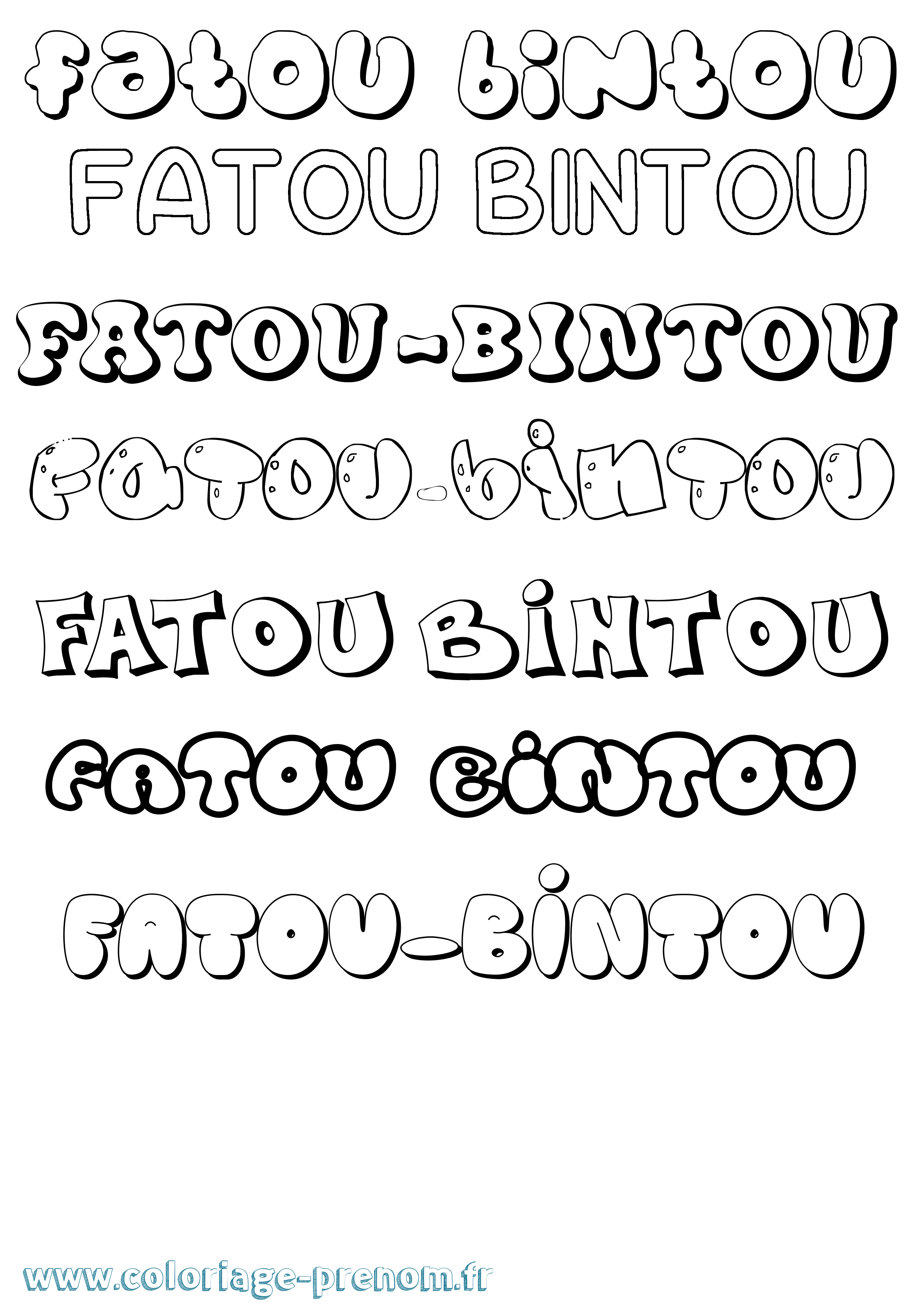Coloriage Fatou-Bintou Bubble Coloriage prénom Fatou-Bintou Bubble