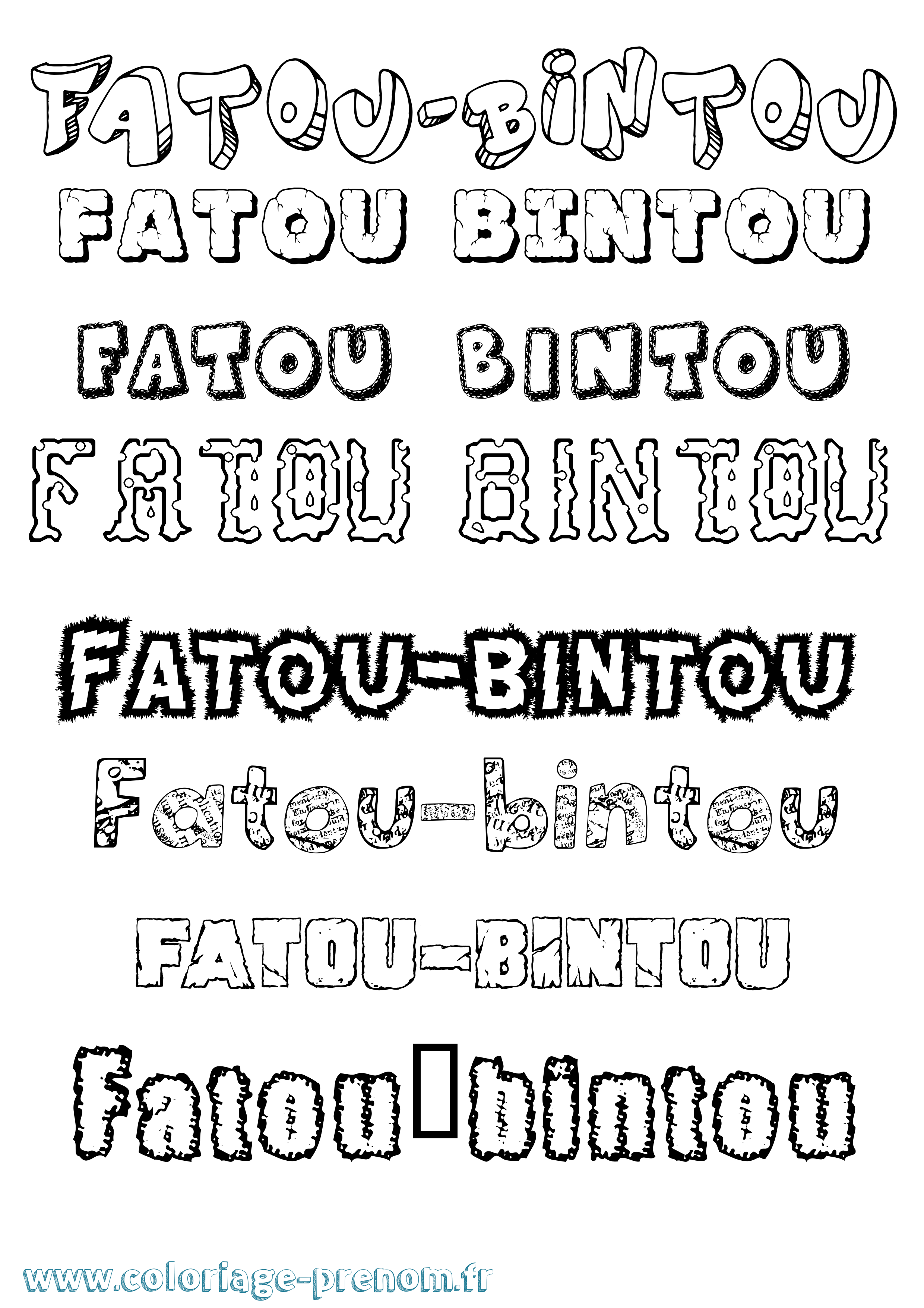 Coloriage Fatou-Bintou Destructuré Coloriage prénom Fatou-Bintou Destructuré