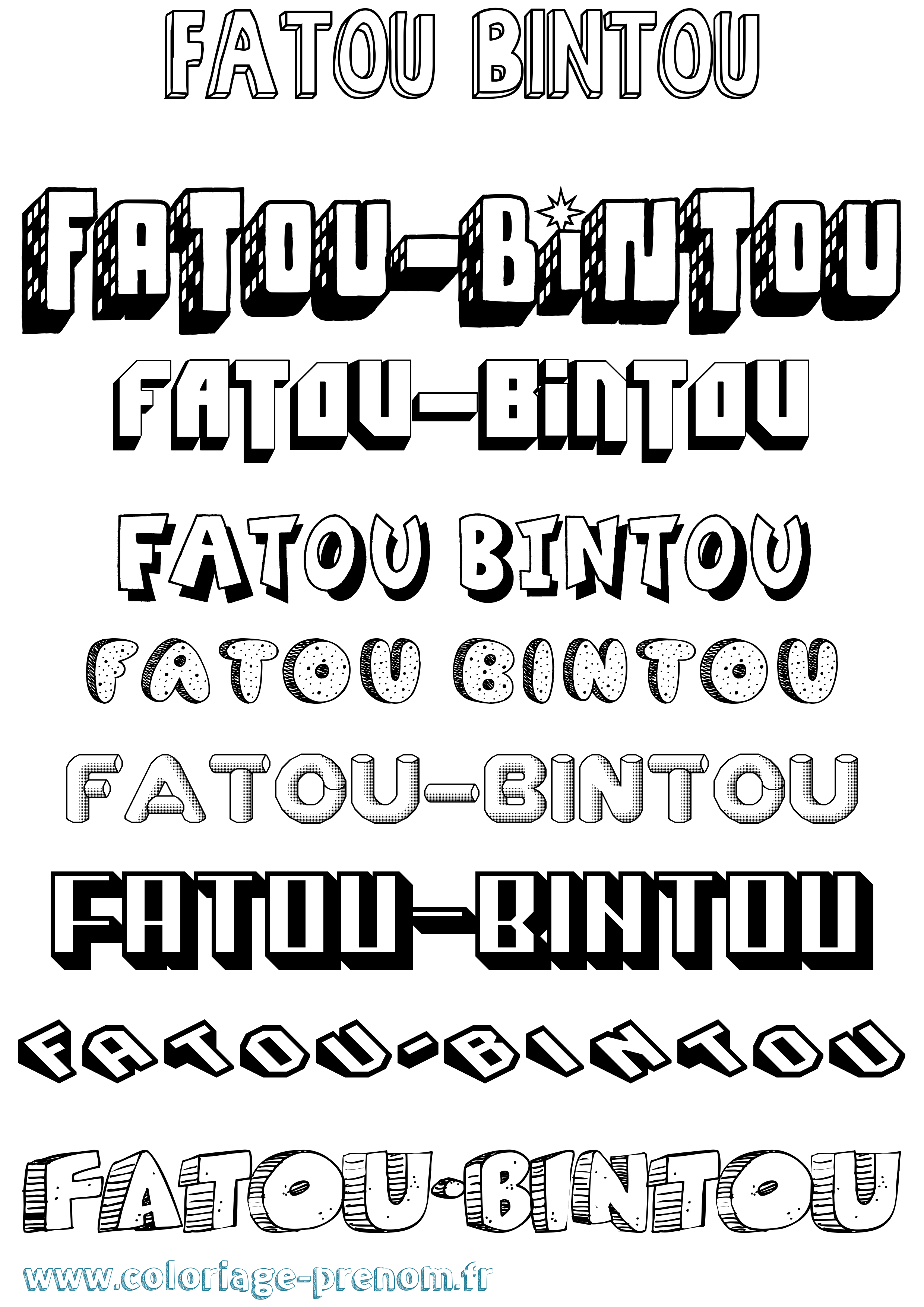 Coloriage Fatou-Bintou Effet 3D Coloriage prénom Fatou-Bintou Effet 3D