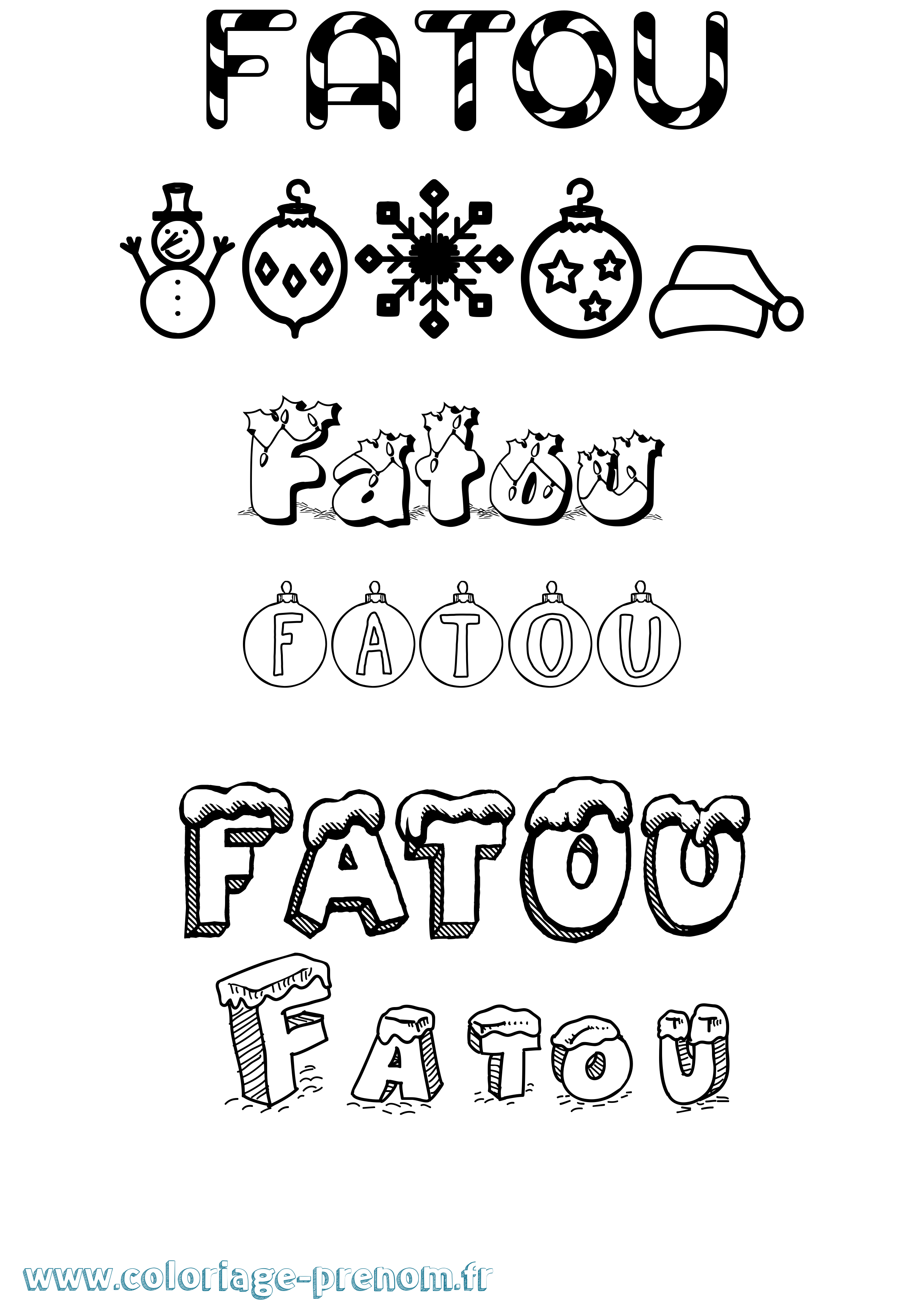 Coloriage Fatou Noël Coloriage prénom Fatou Noël