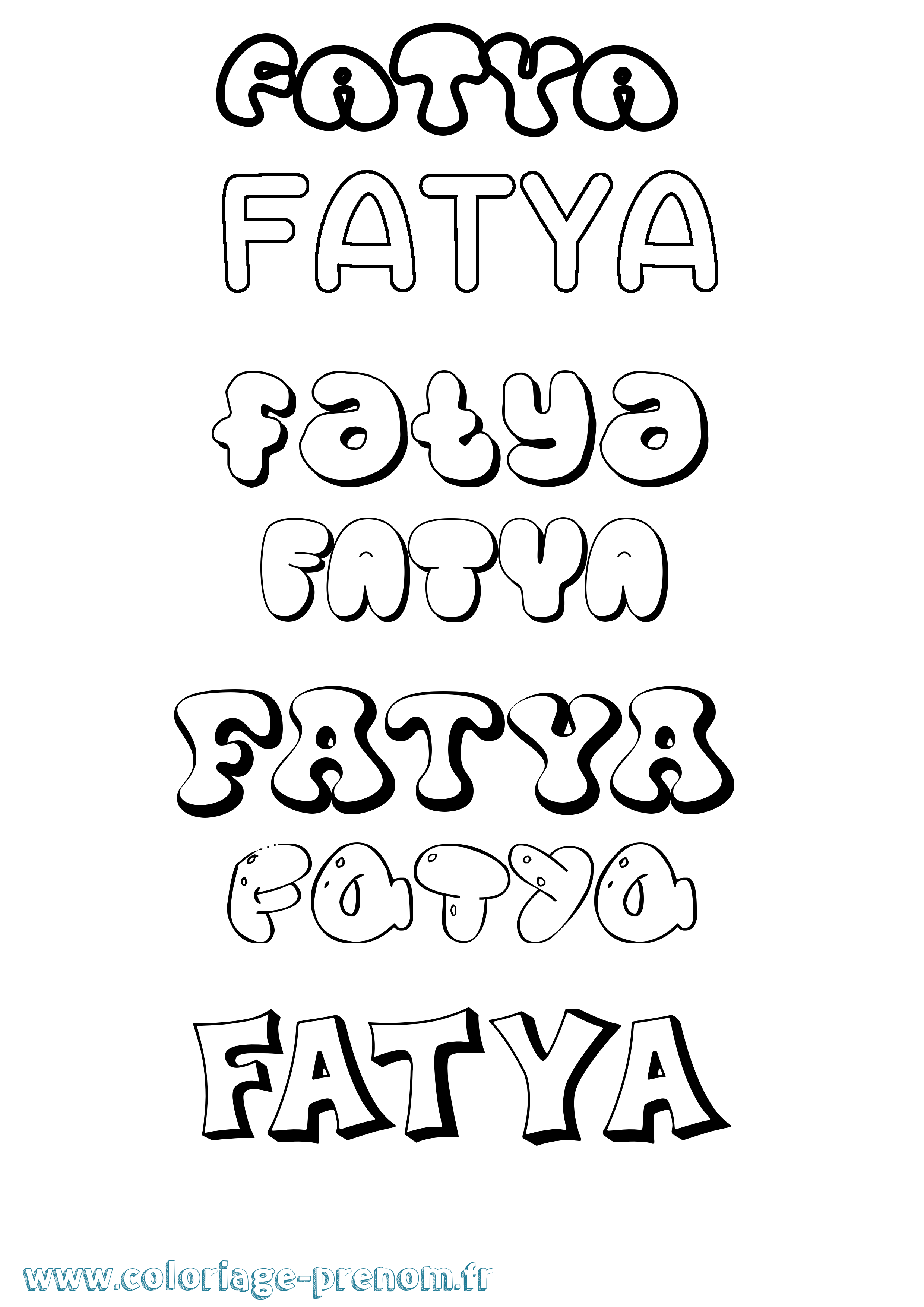 Coloriage Fatya Bubble Coloriage prénom Fatya Bubble