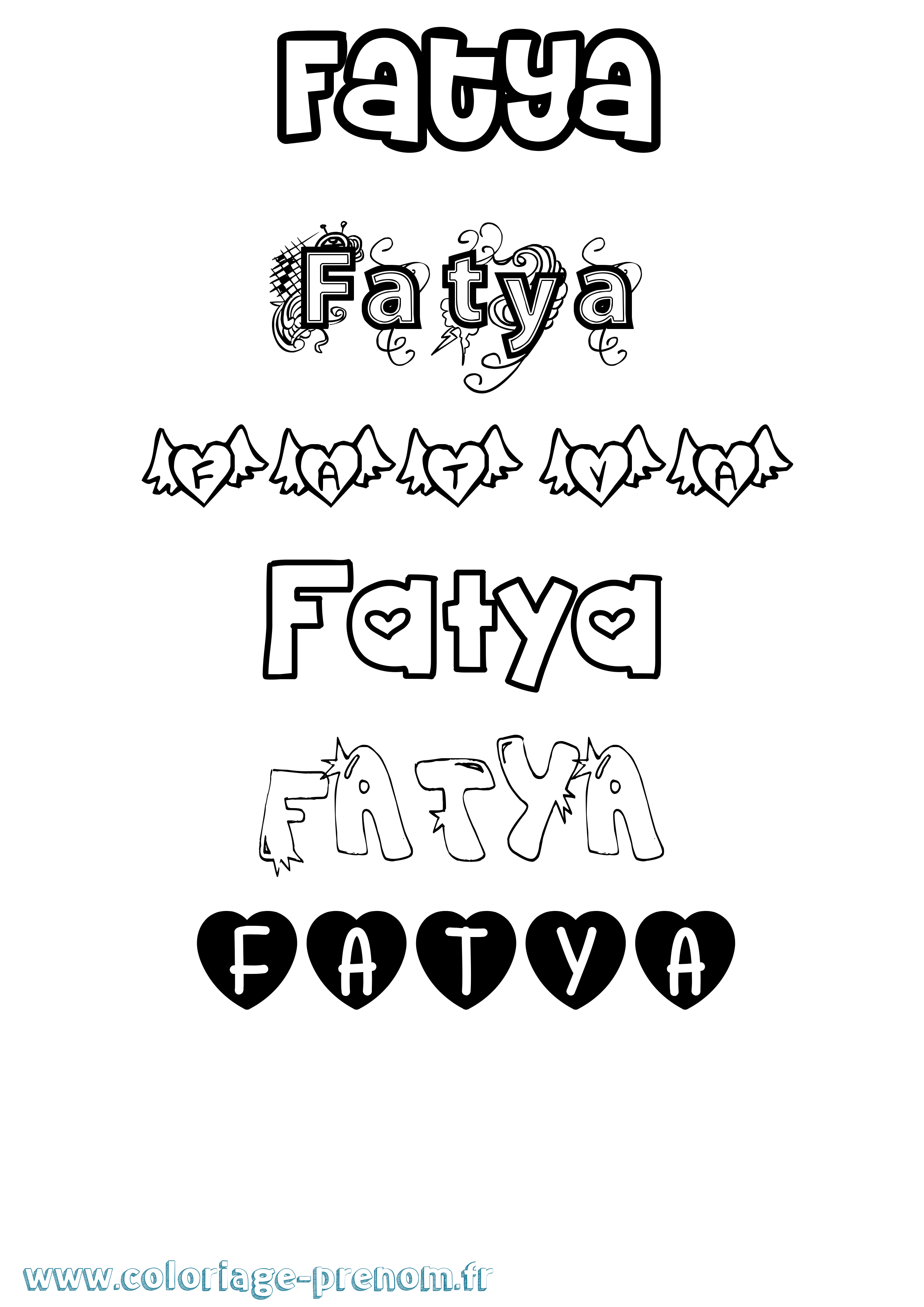 Coloriage Fatya Girly Coloriage prénom Fatya Girly