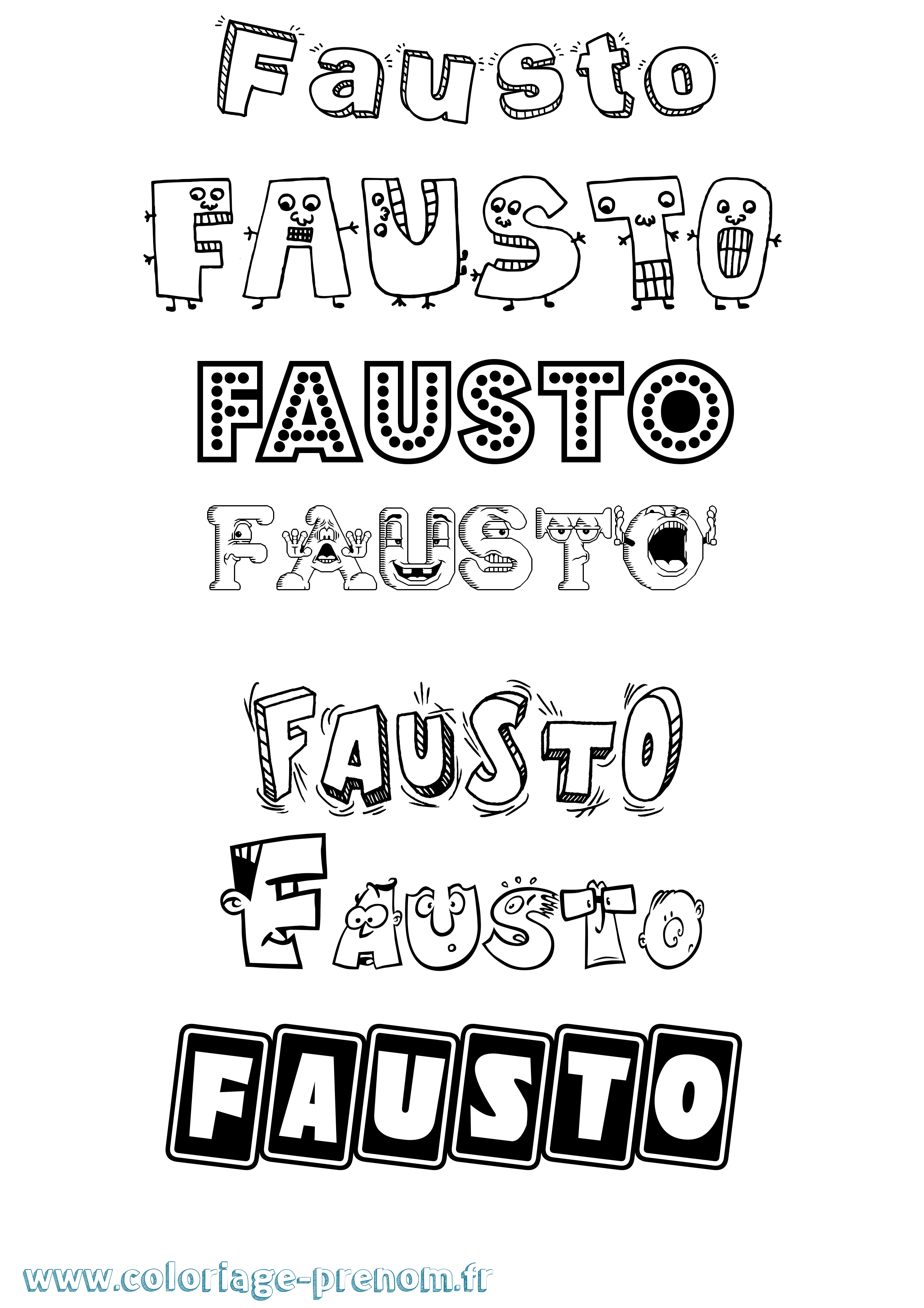 Coloriage Fausto Fun Coloriage prénom Fausto Fun