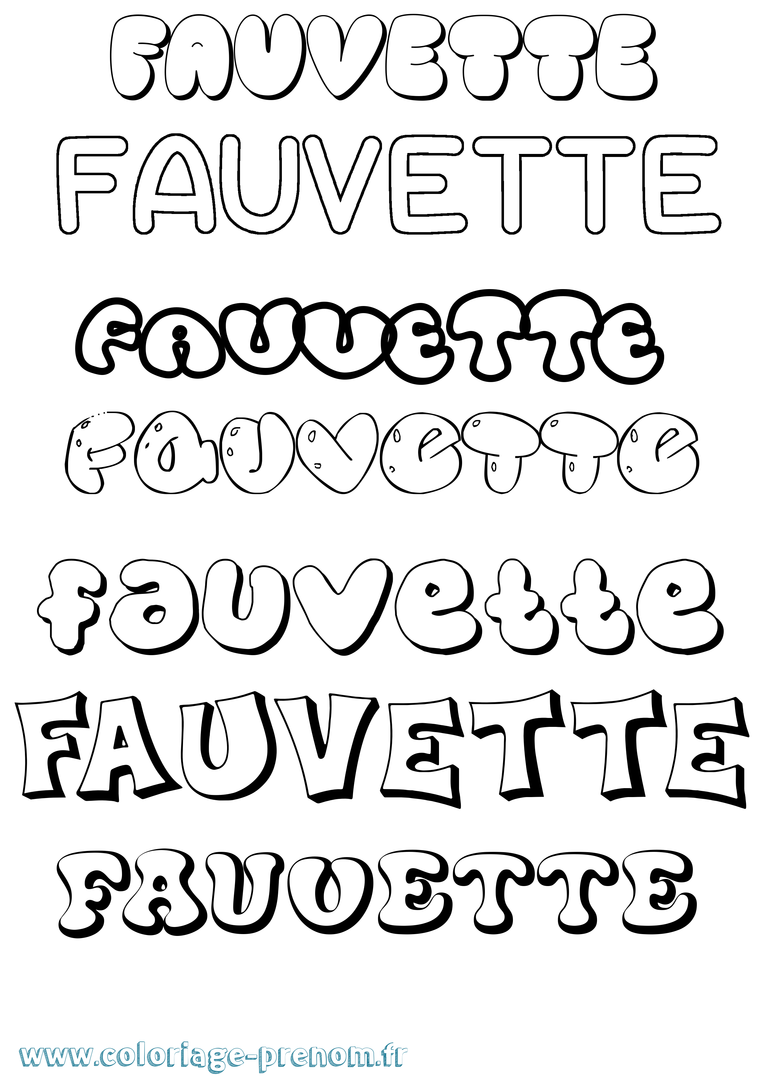 Coloriage Fauvette Bubble Coloriage prénom Fauvette Bubble