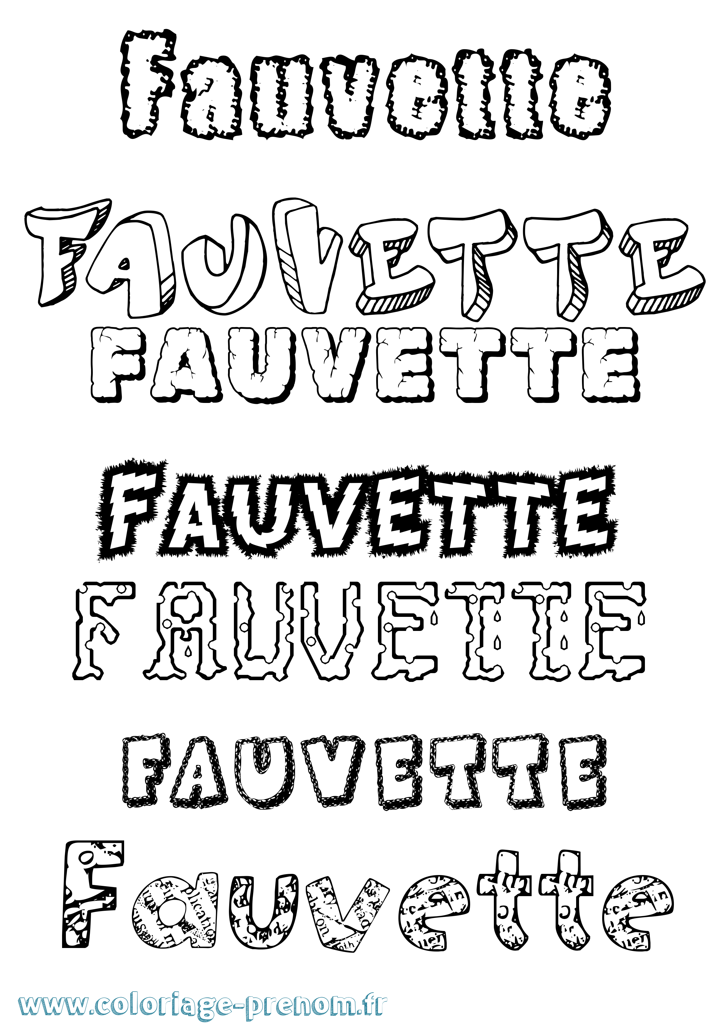 Coloriage Fauvette Destructuré Coloriage prénom Fauvette Destructuré