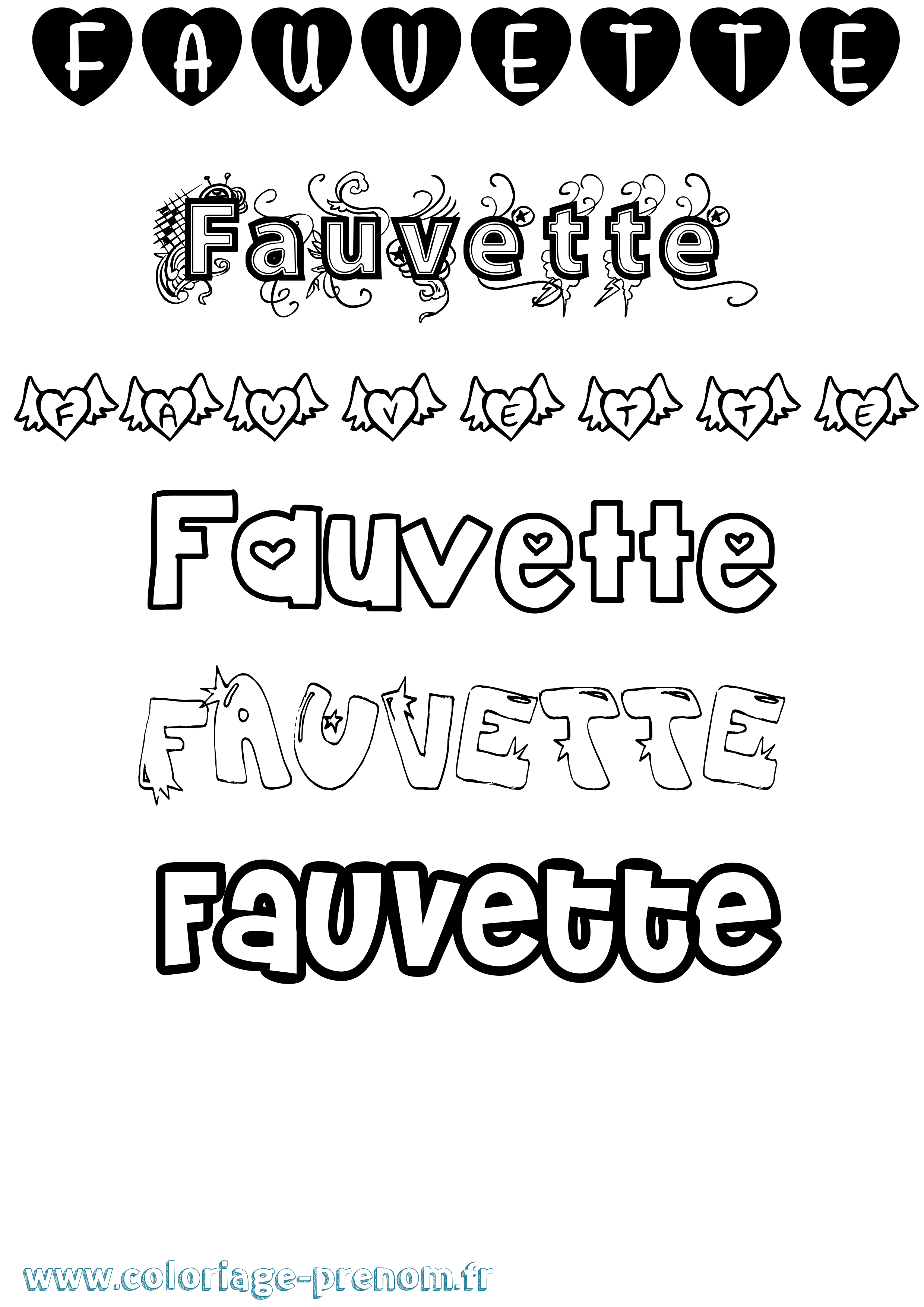 Coloriage Fauvette Girly Coloriage prénom Fauvette Girly