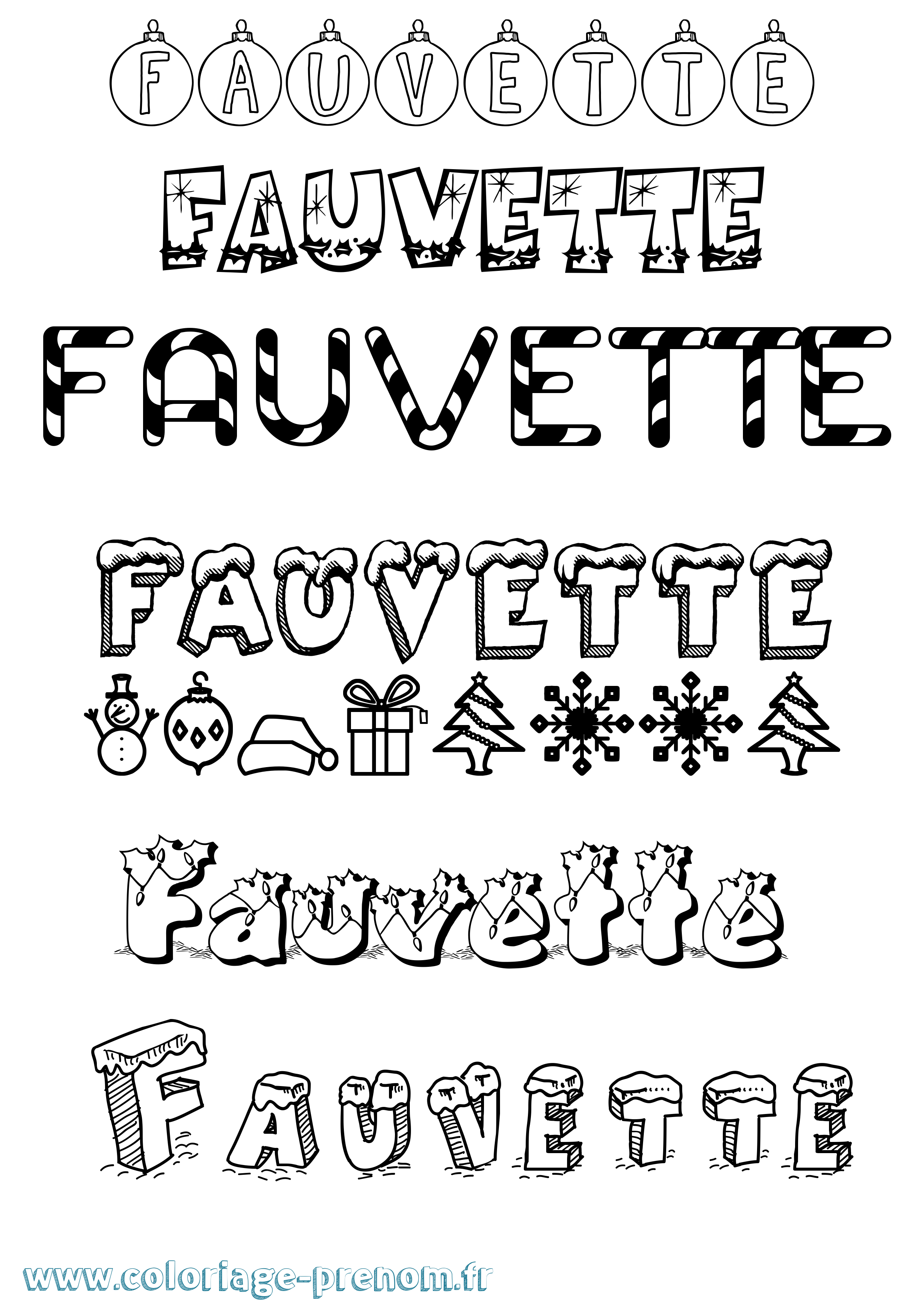 Coloriage Fauvette Noël Coloriage prénom Fauvette Noël