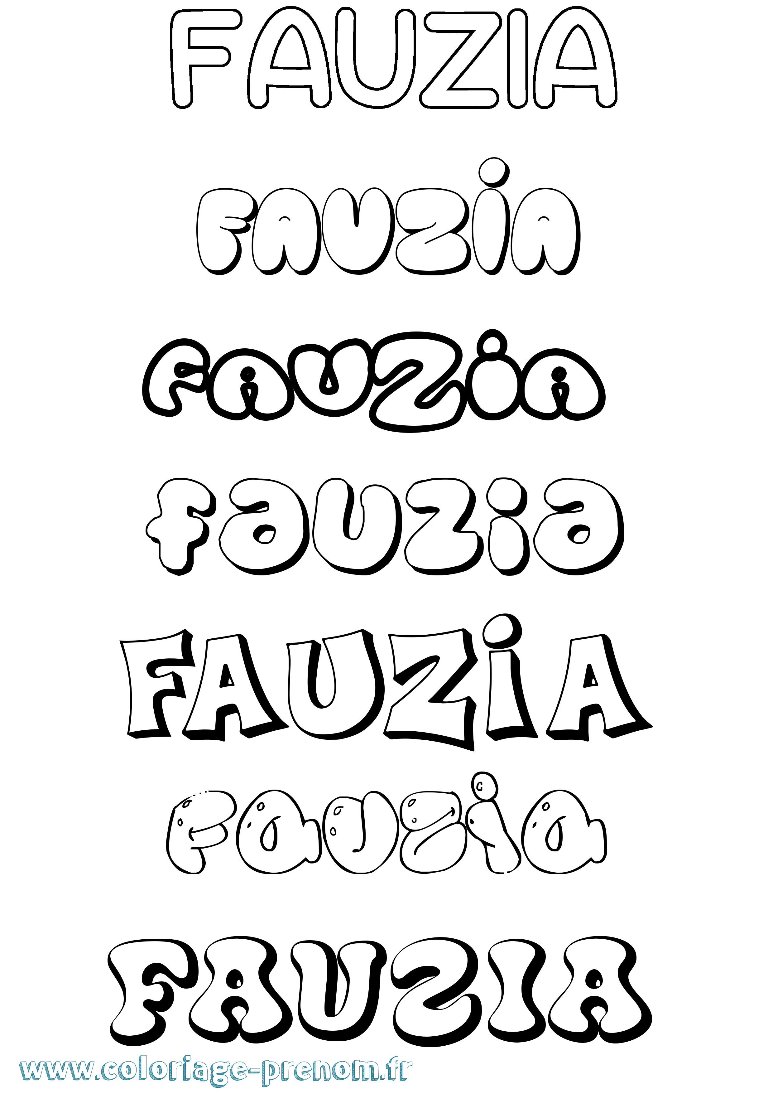 Coloriage Fauzia Bubble Coloriage prénom Fauzia Bubble