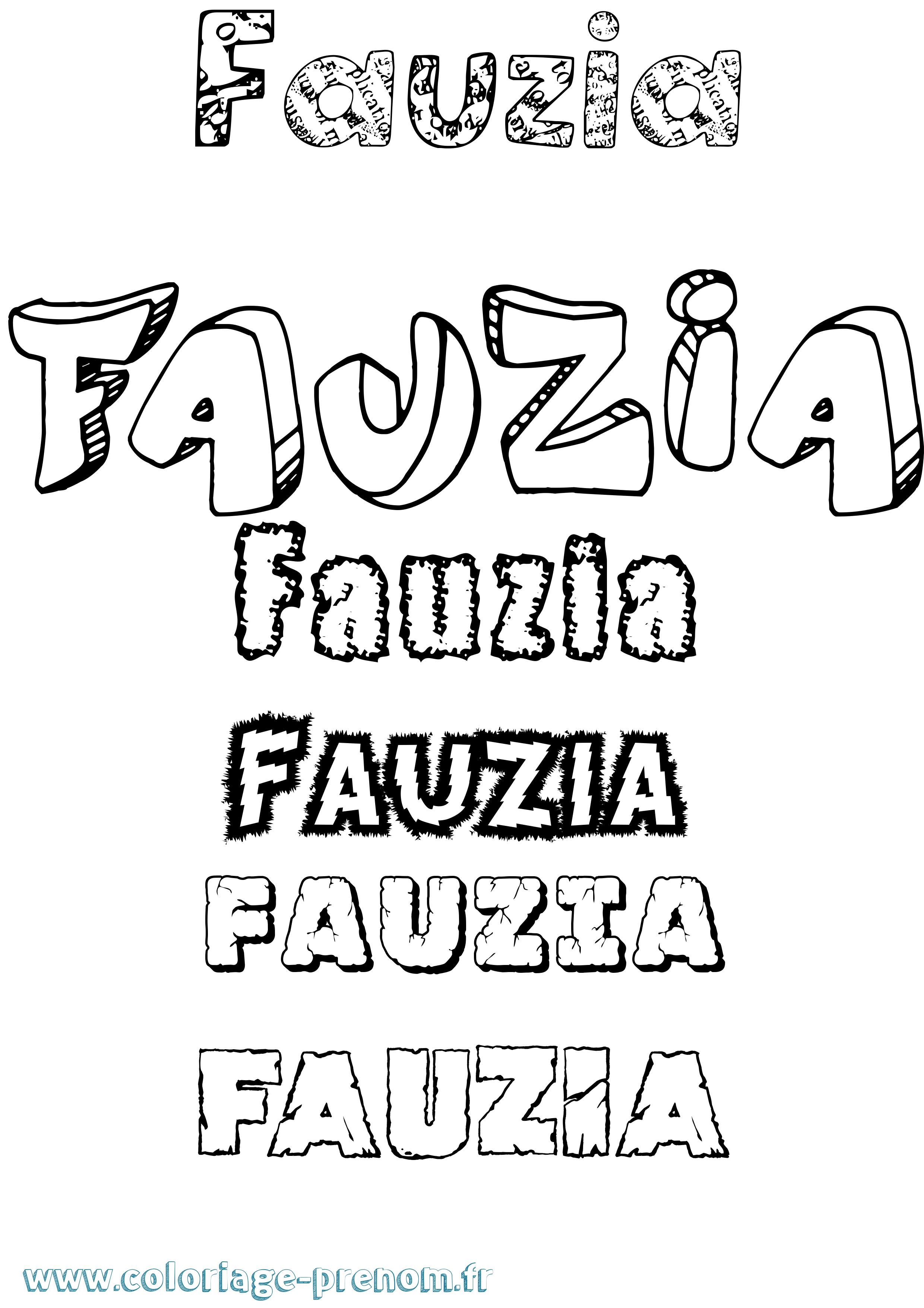 Coloriage Fauzia Destructuré Coloriage prénom Fauzia Destructuré