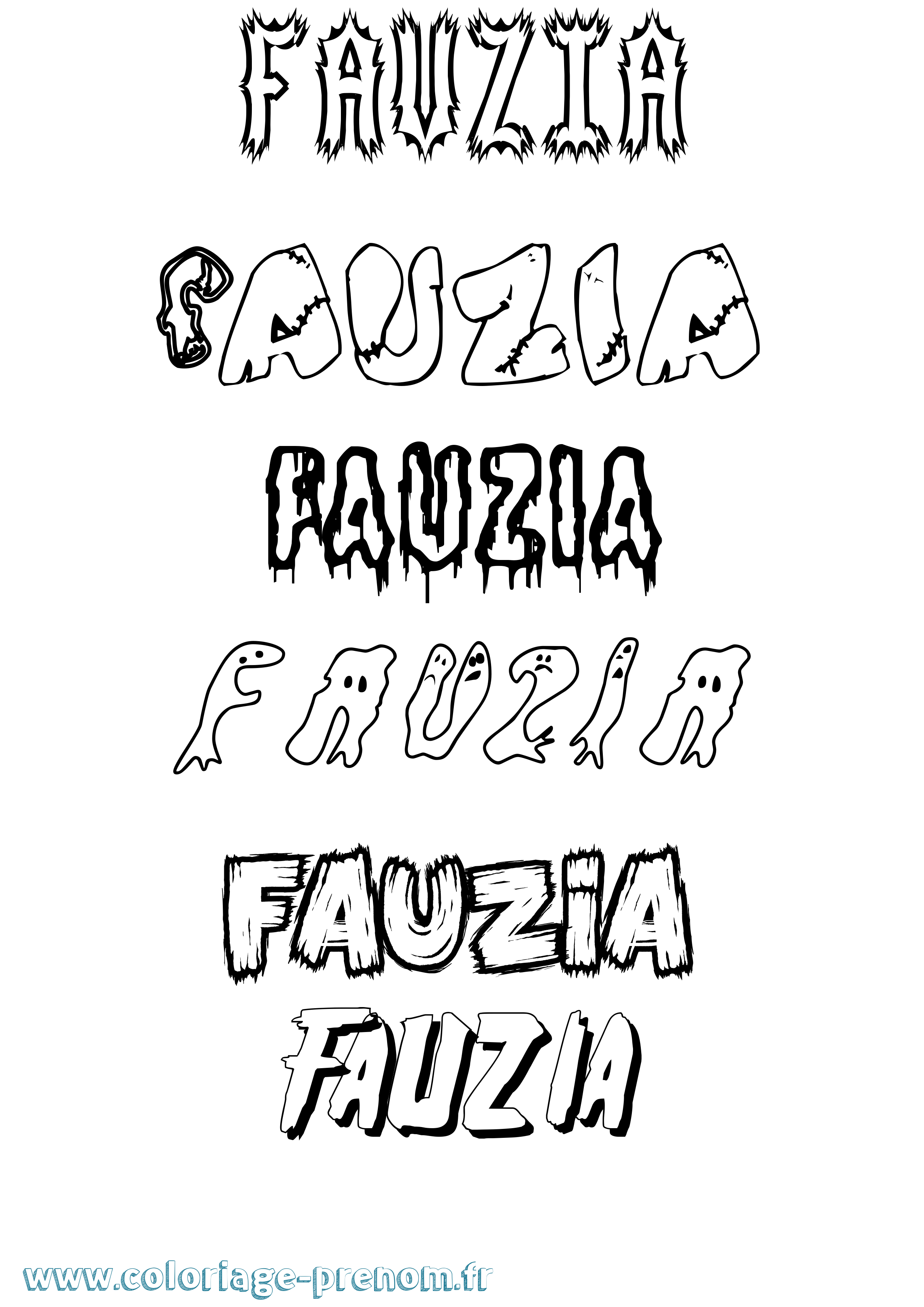 Coloriage Fauzia Frisson Coloriage prénom Fauzia Frisson