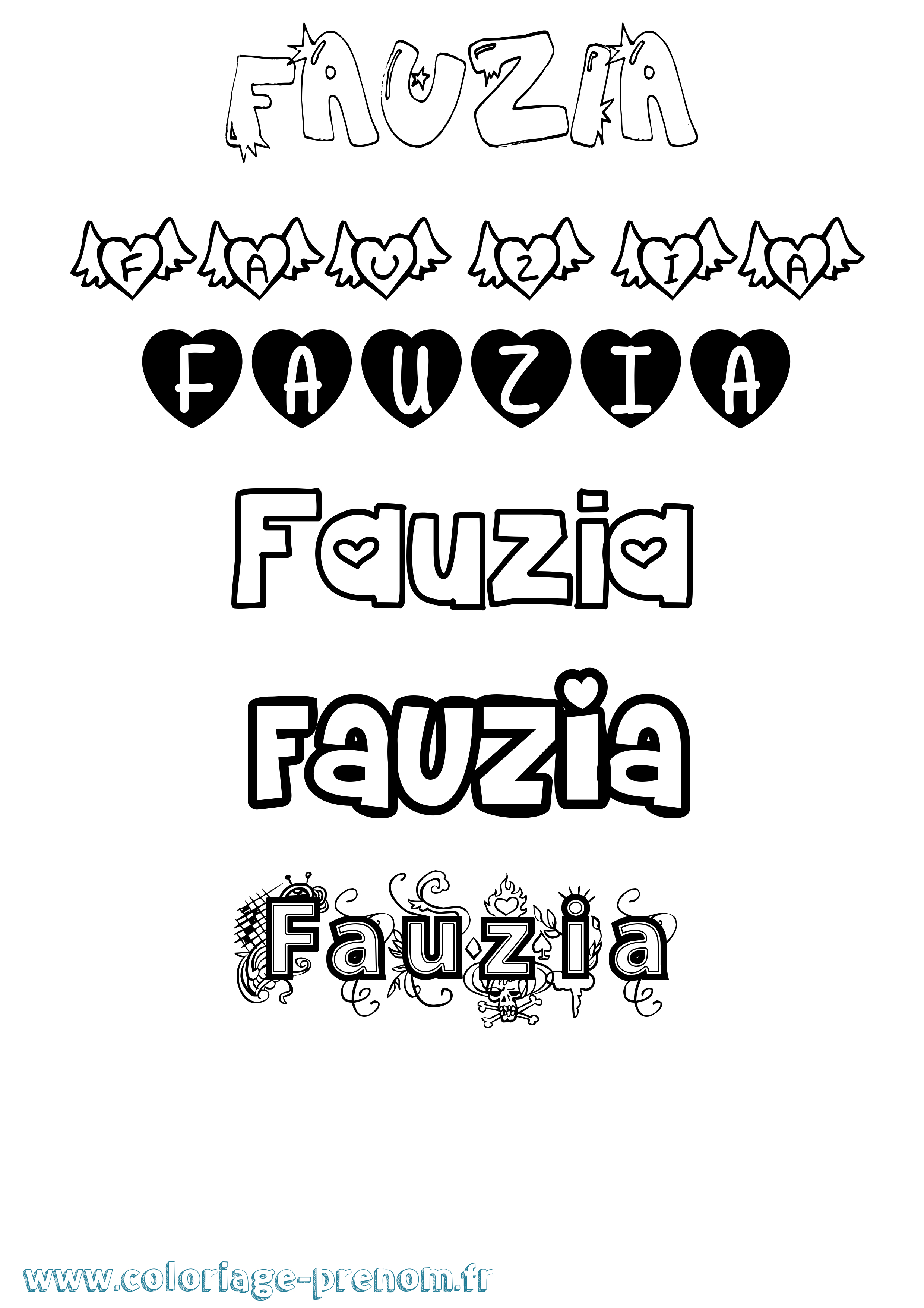 Coloriage Fauzia Girly Coloriage prénom Fauzia Girly