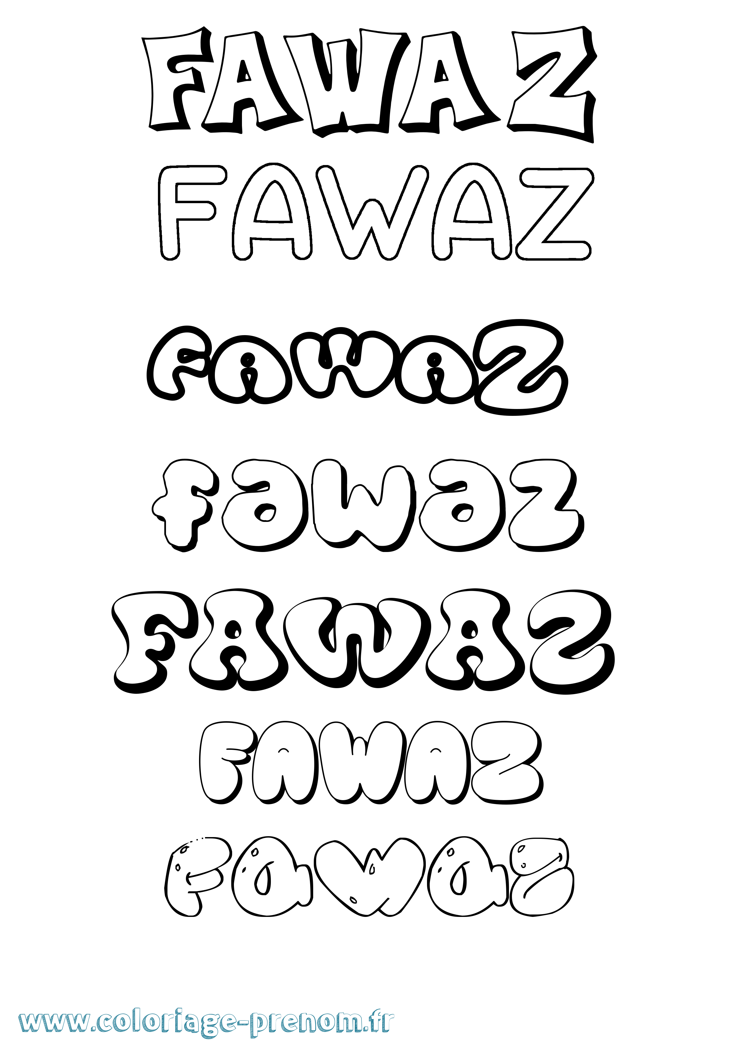 Coloriage Fawaz Bubble Coloriage prénom Fawaz Bubble