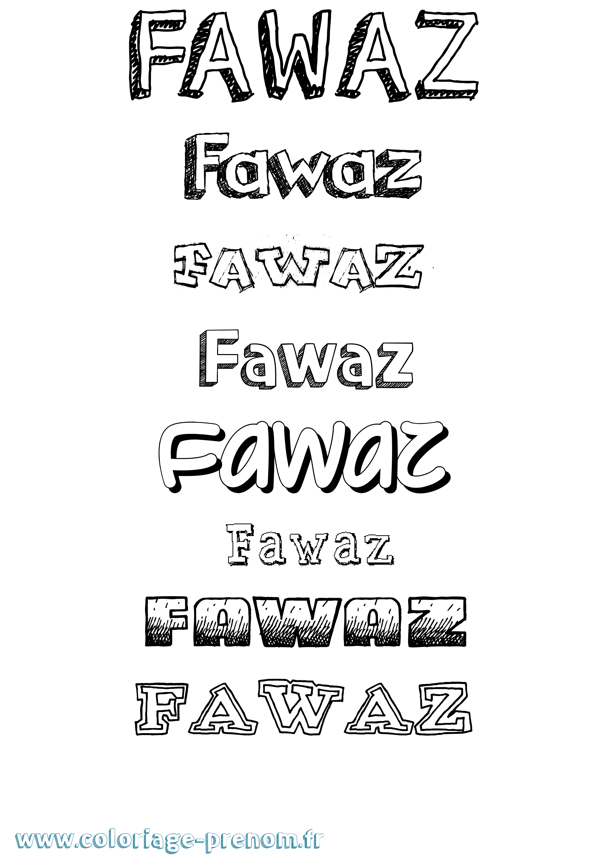 Coloriage Fawaz Dessiné Coloriage prénom Fawaz Dessiné