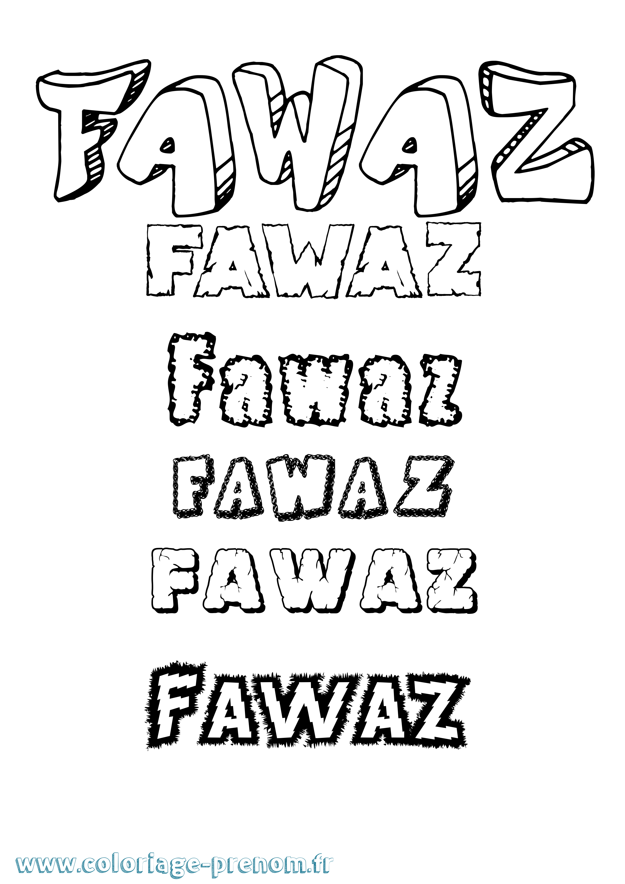 Coloriage Fawaz Destructuré Coloriage prénom Fawaz Destructuré